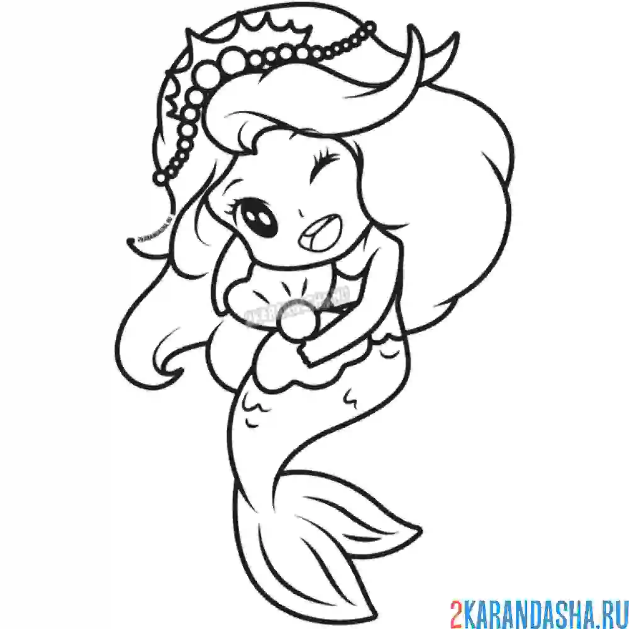 Раскраска русалка забавная принцесса