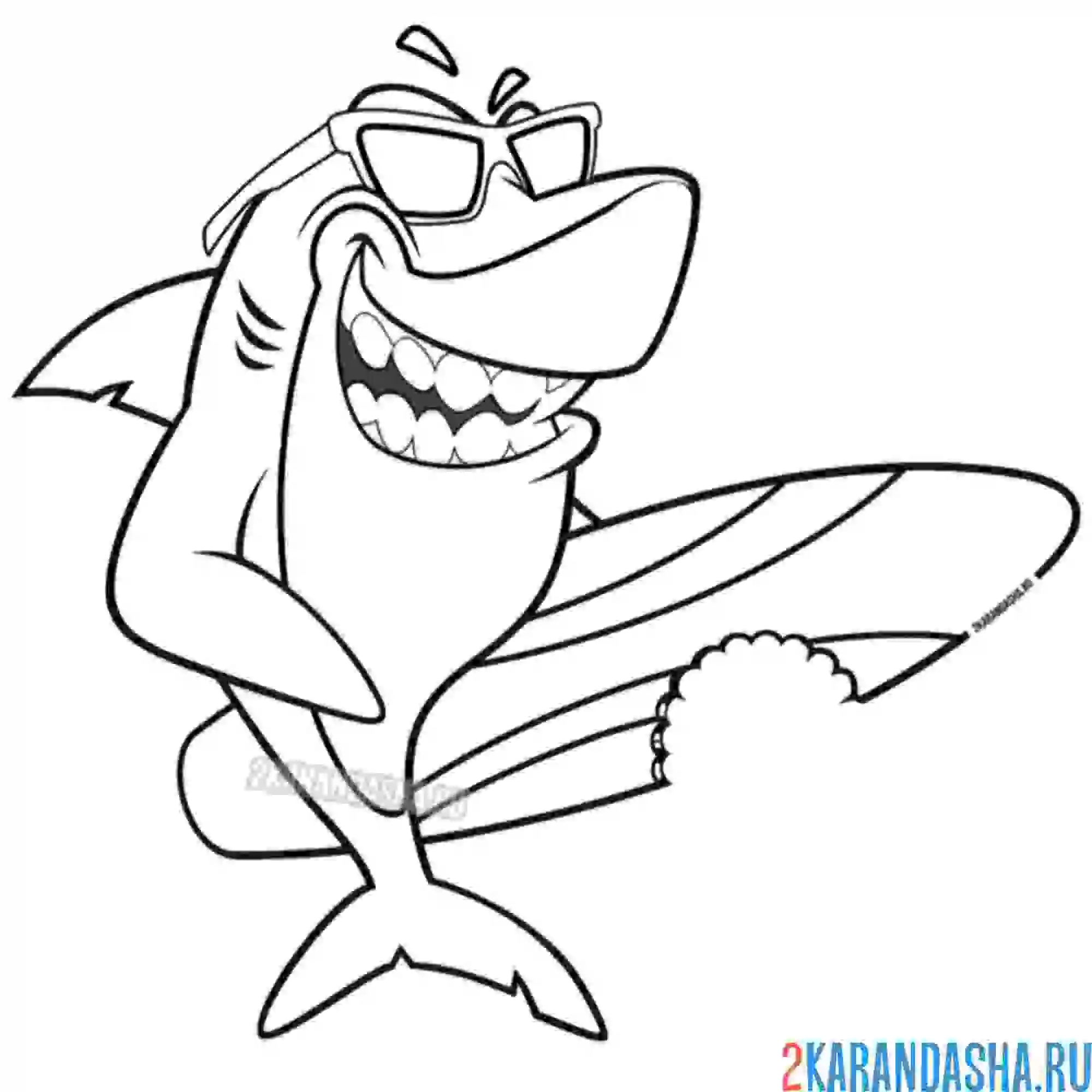 Раскраска крутая акула в очках