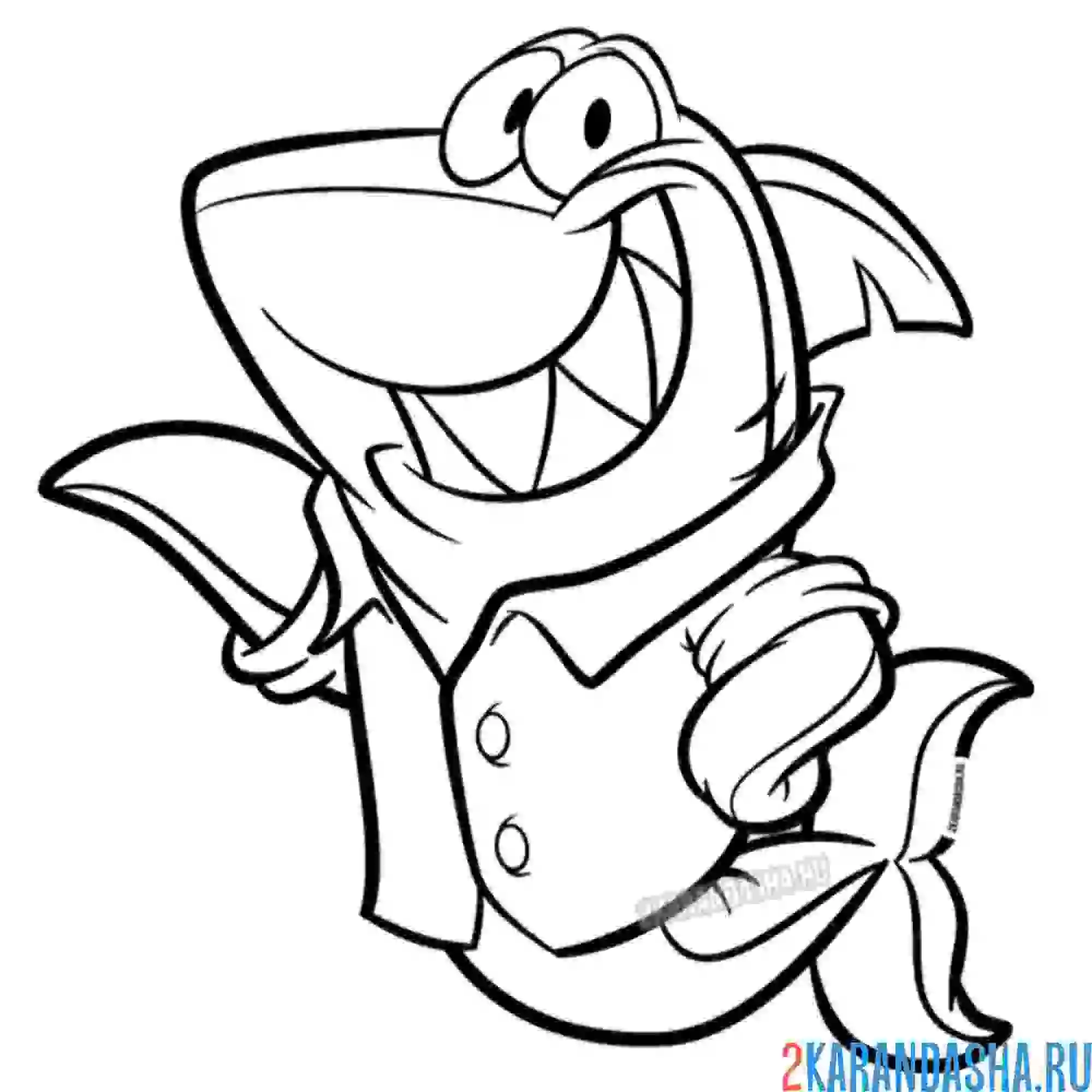 Раскраска акула в рубашке