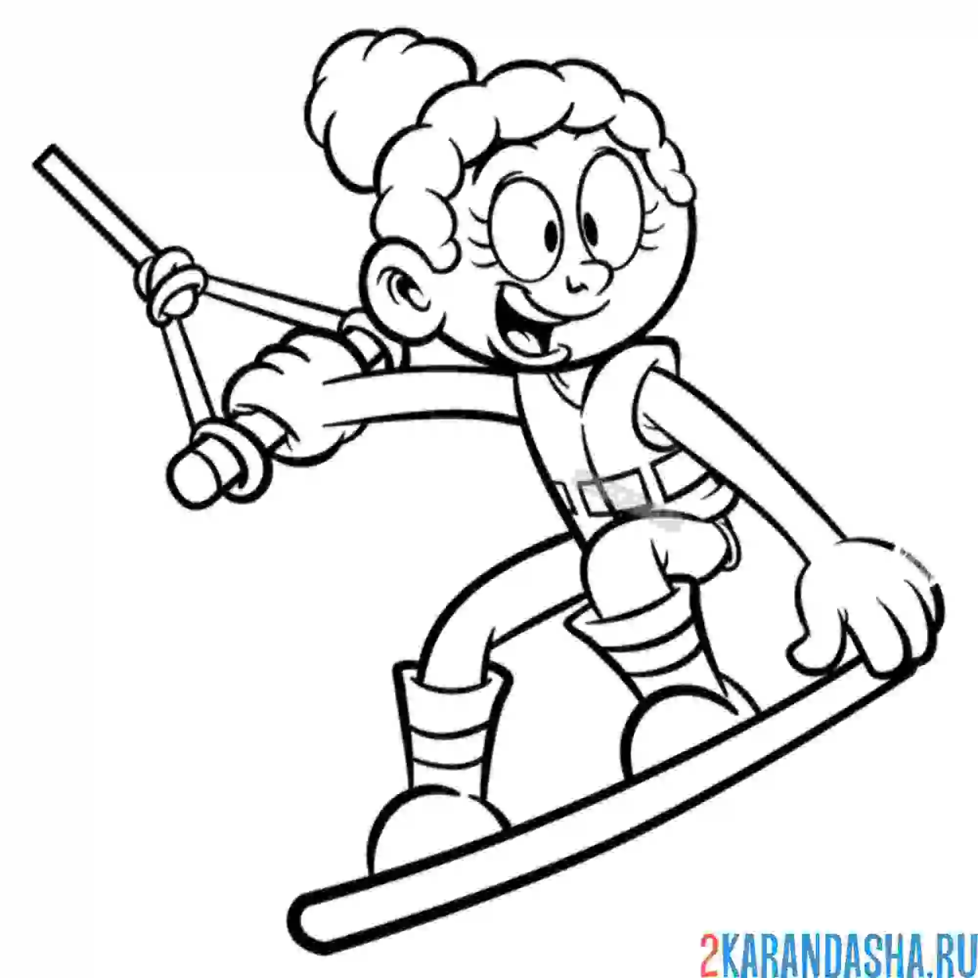 Раскраска вейкбординг девочка водный вид спорта