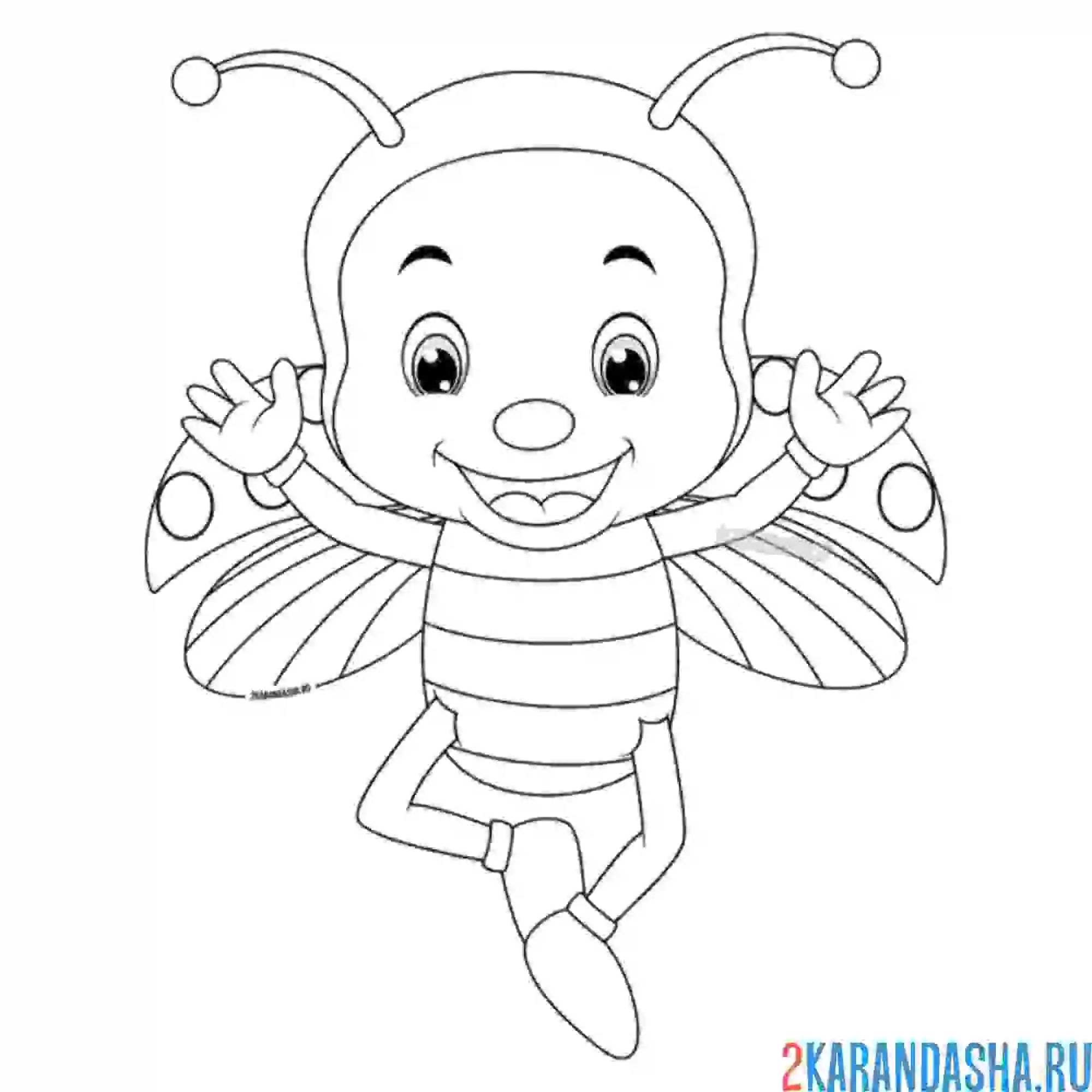 Раскраска мальчик с усиками божья коровка