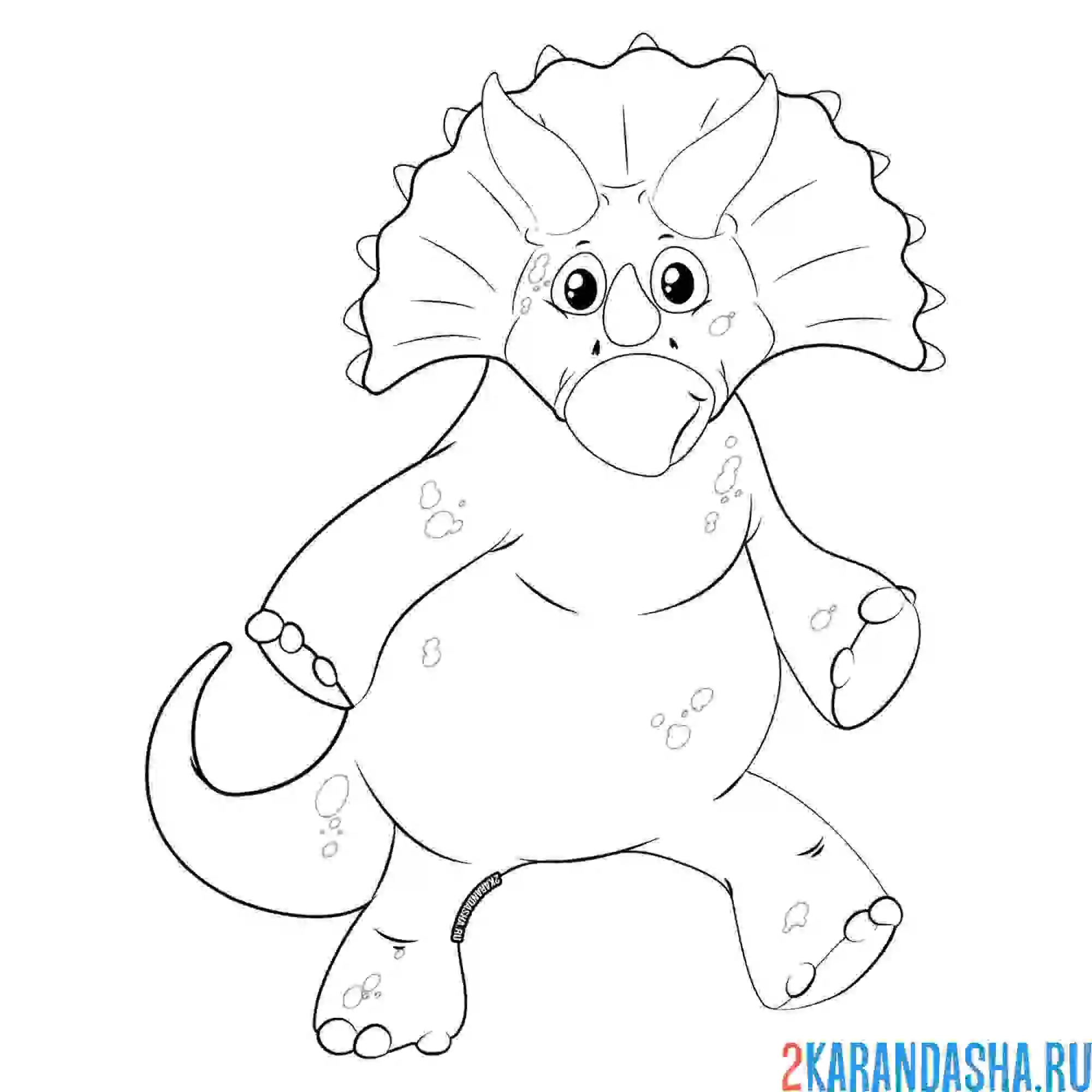 Раскраска идущий динозавр трицератопс