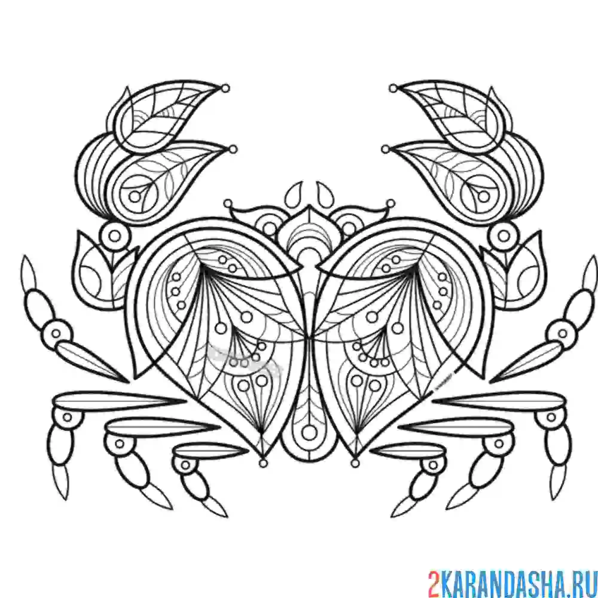 Раскраска крабик из узоров