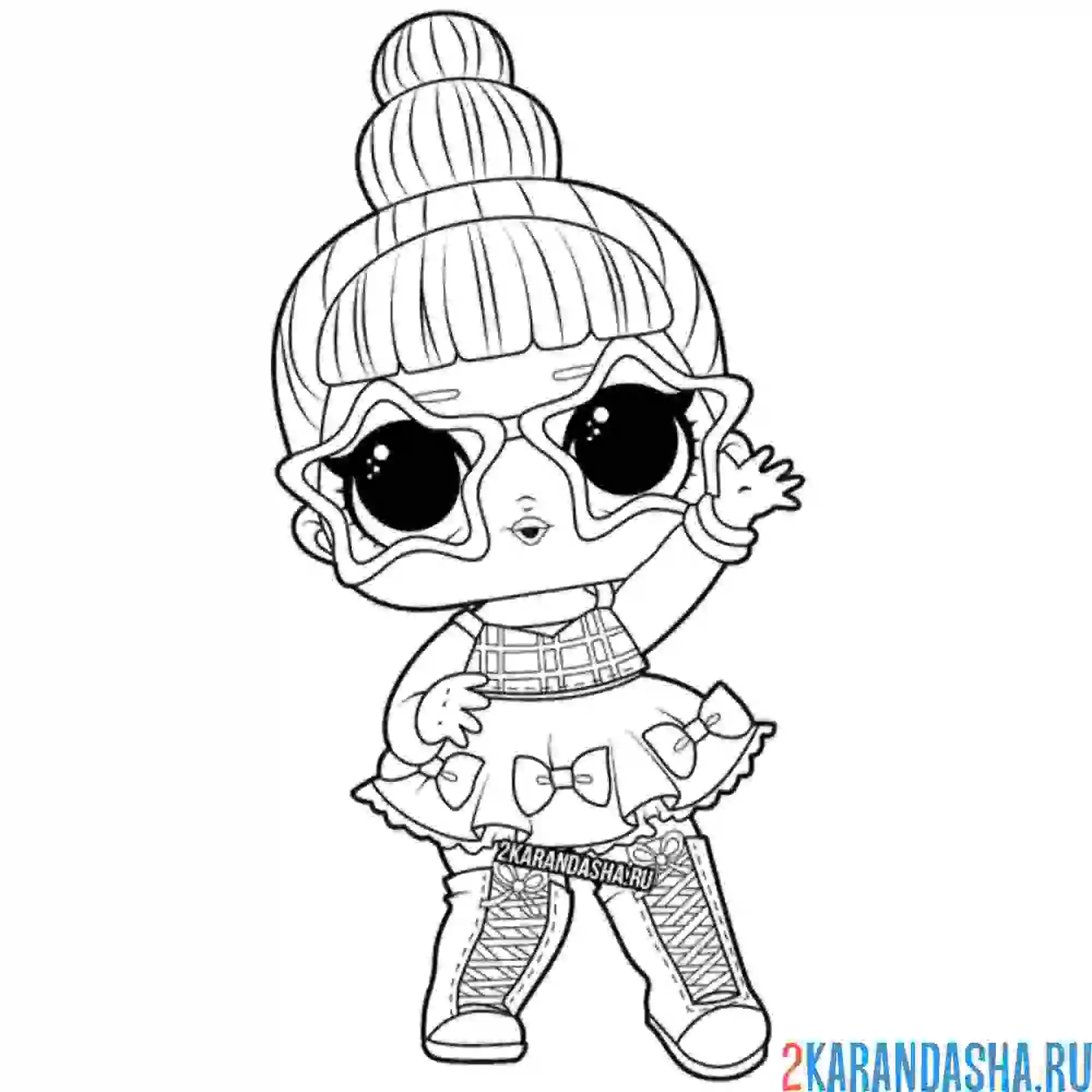 Раскраска кукла лол tinsel мишура блестящая в очках звезды