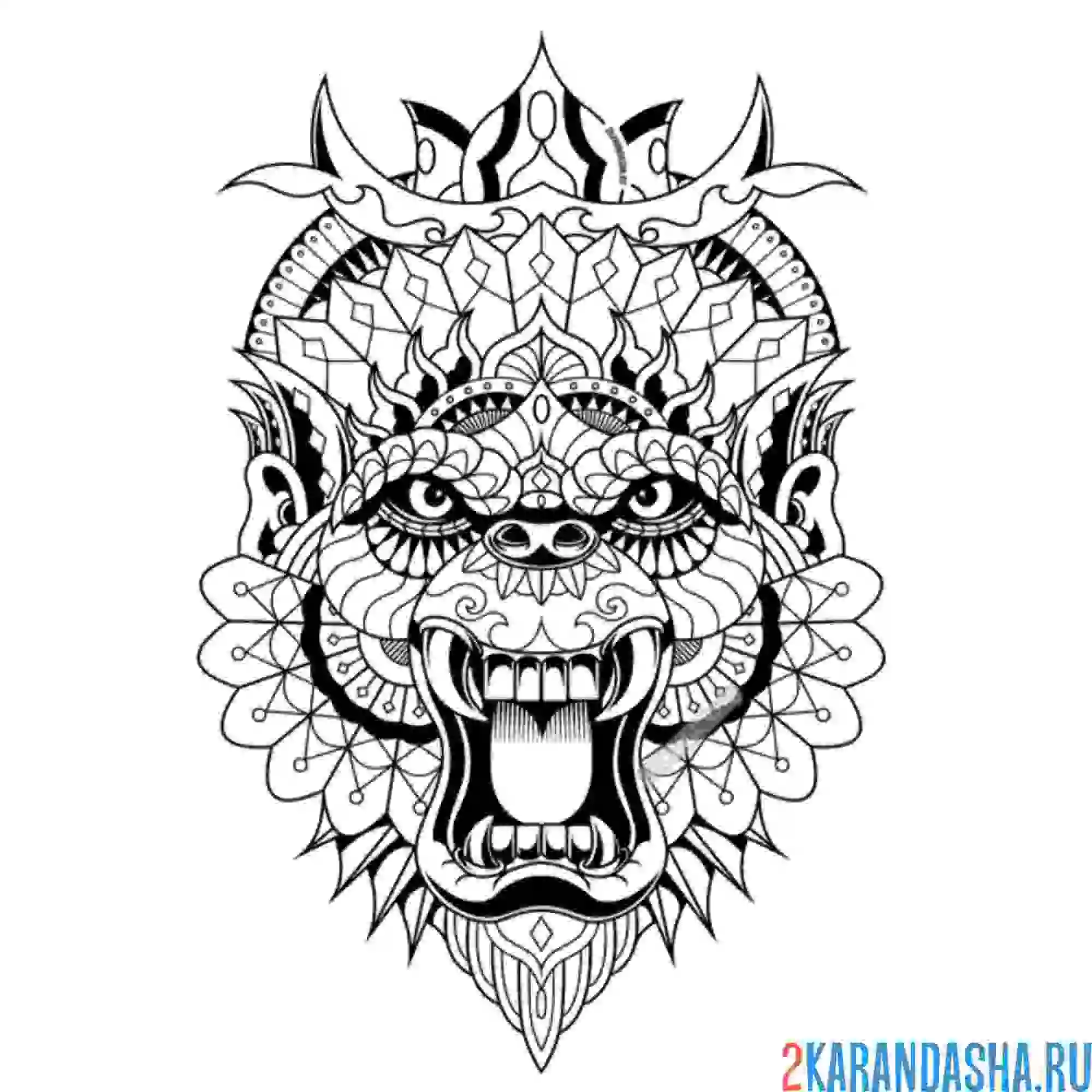 Раскраска маска обезьяны