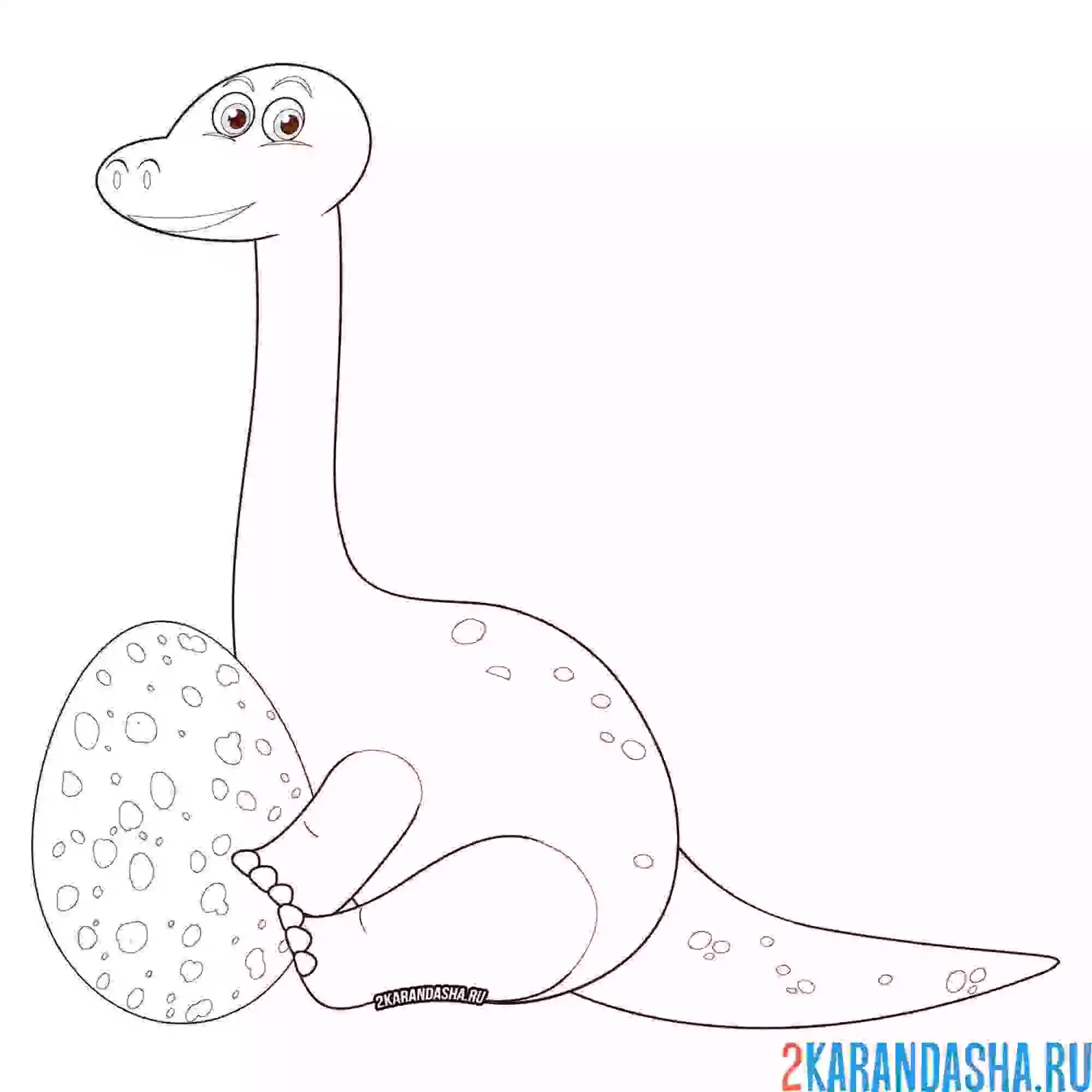 Раскраска динозавр сидит у яйца