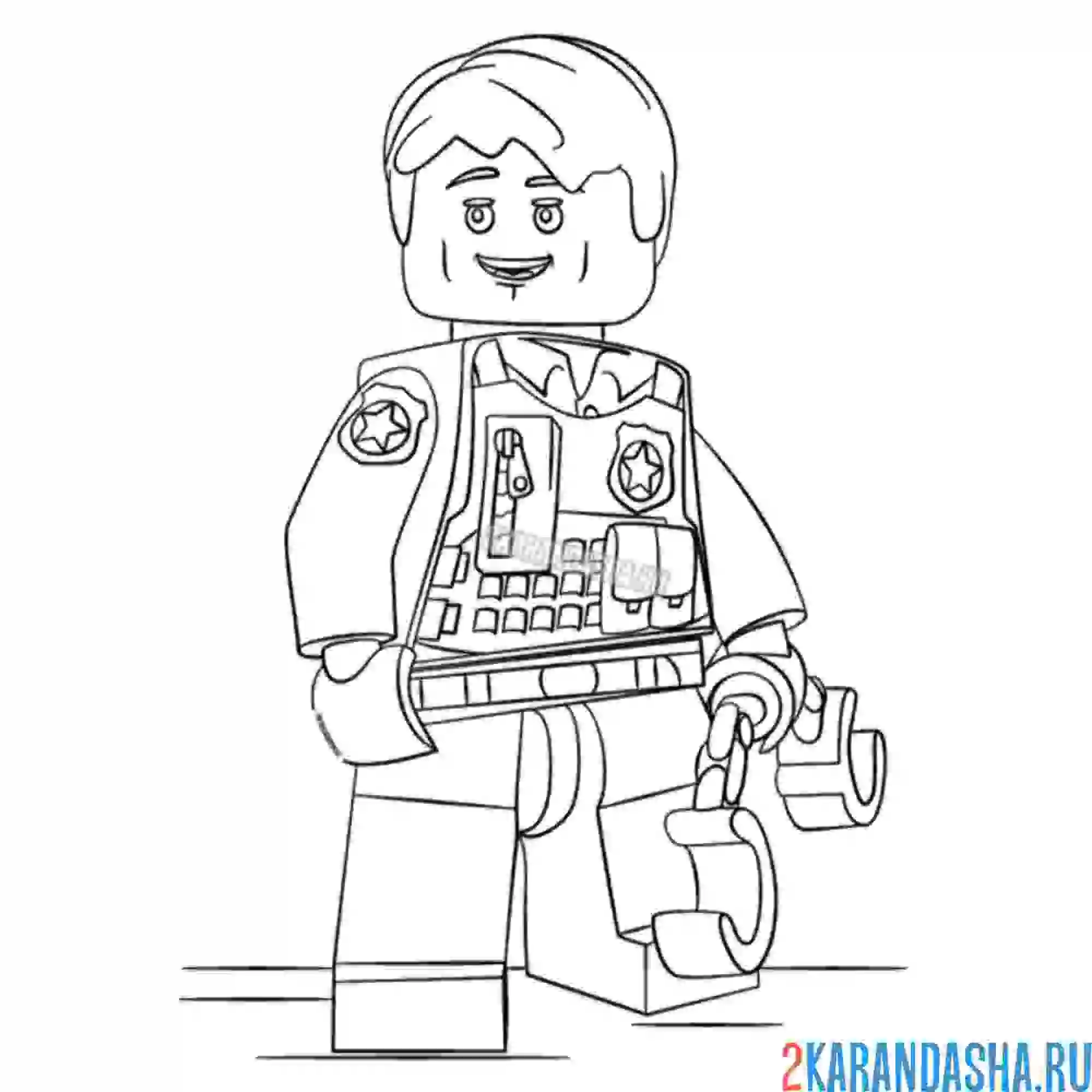 Раскраска человек полицейский сити