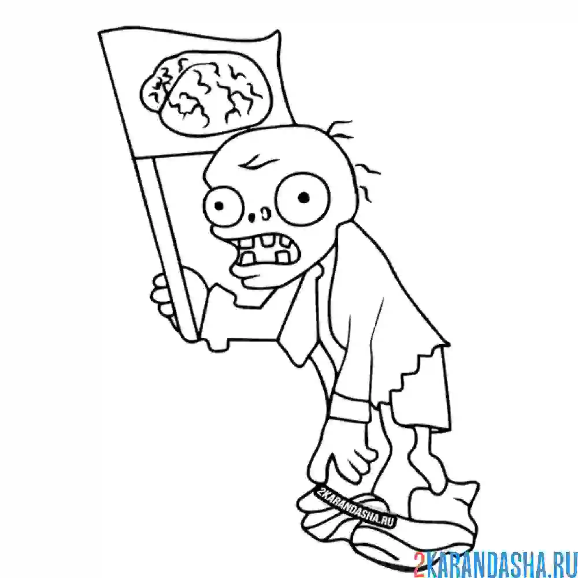 Раскраска зомби с флагом