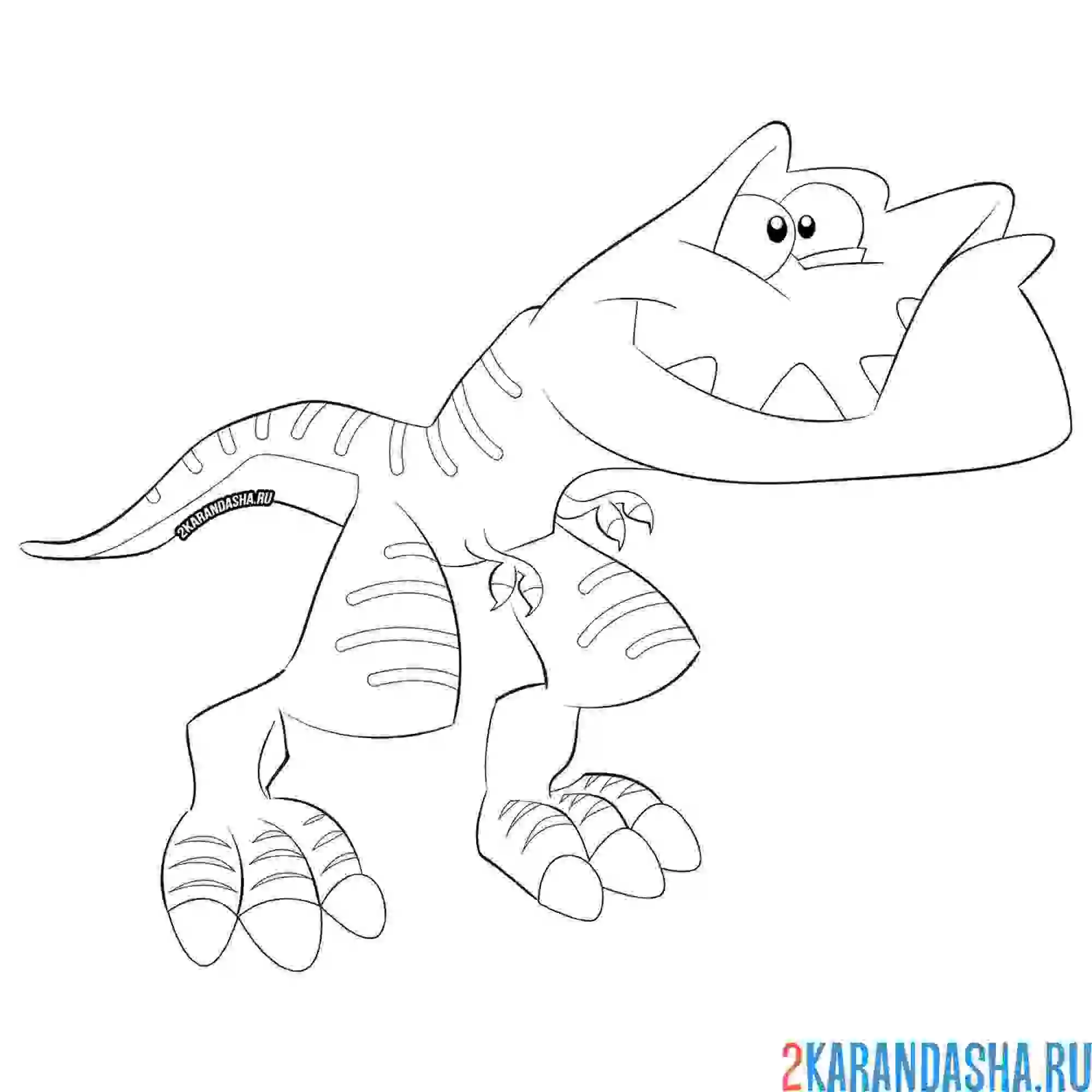 Раскраска рисованный динозавр