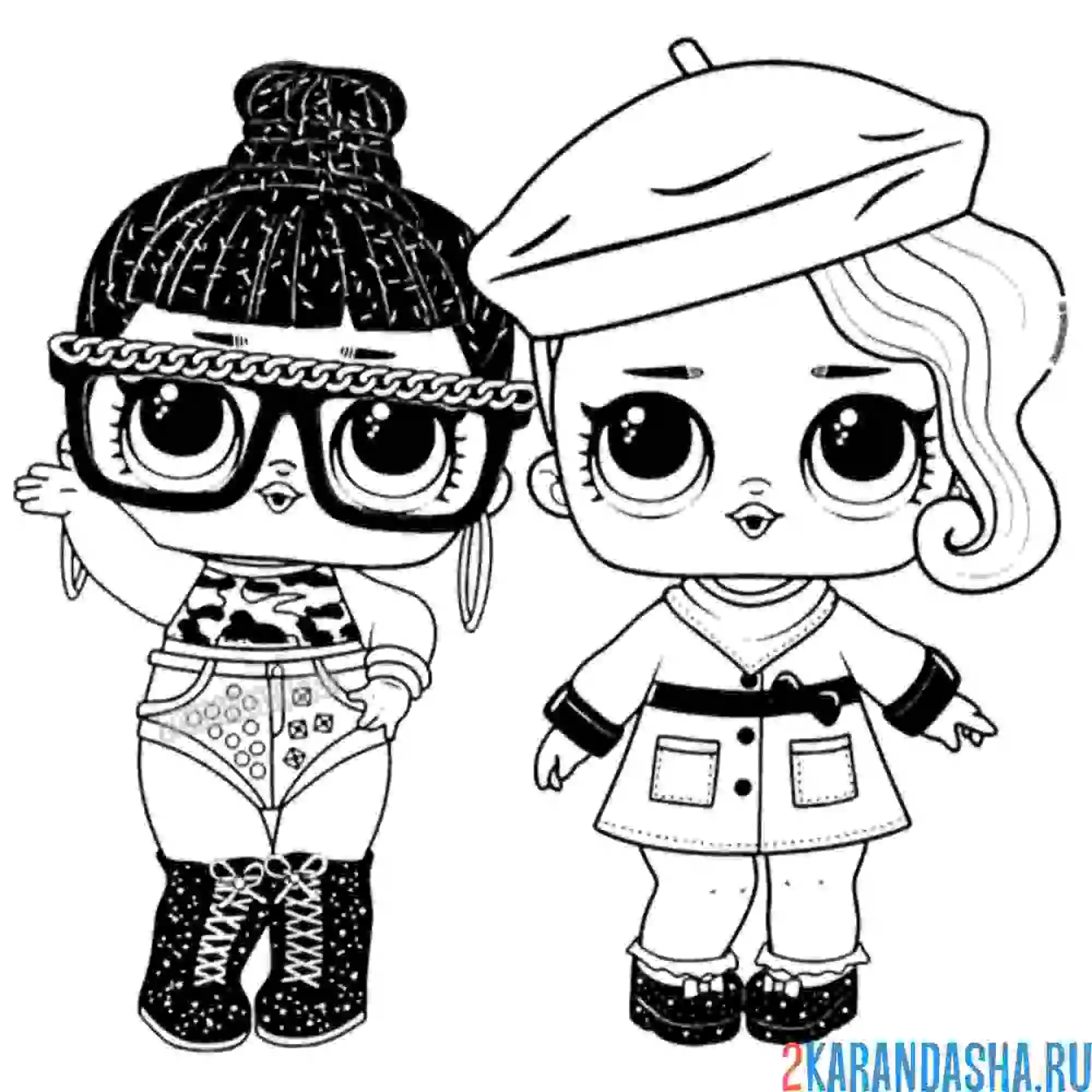 Раскраска куклы лол медовая булочка и шикарная