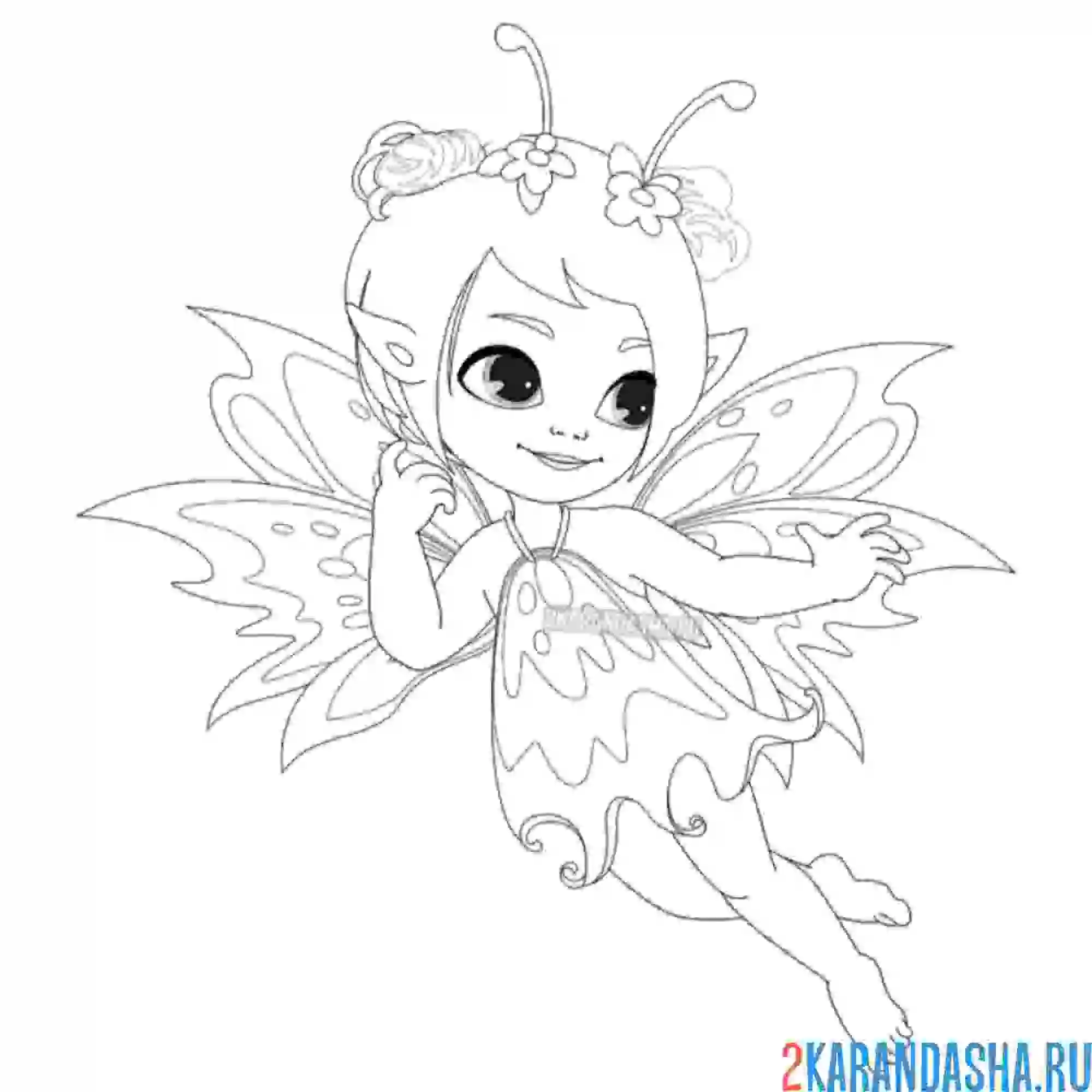 Раскраска цветочная фея