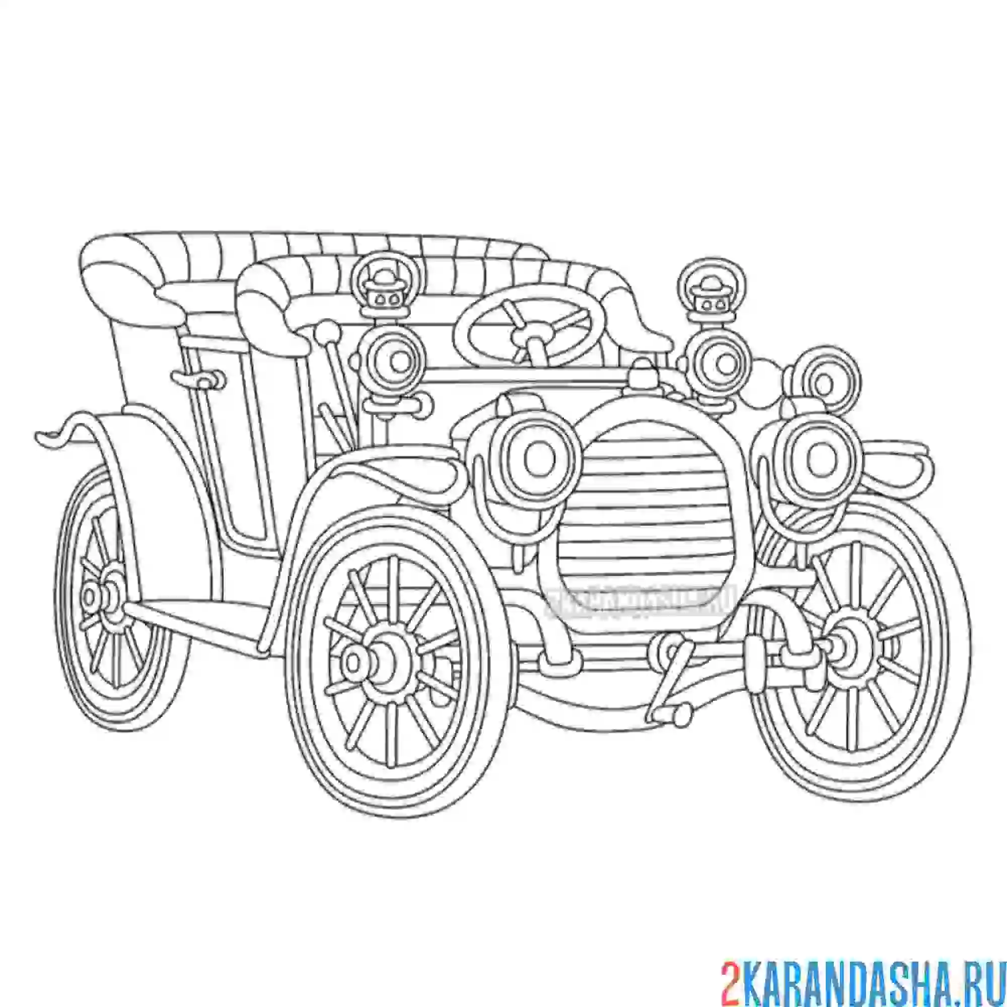 Раскраска ретро кабриолет