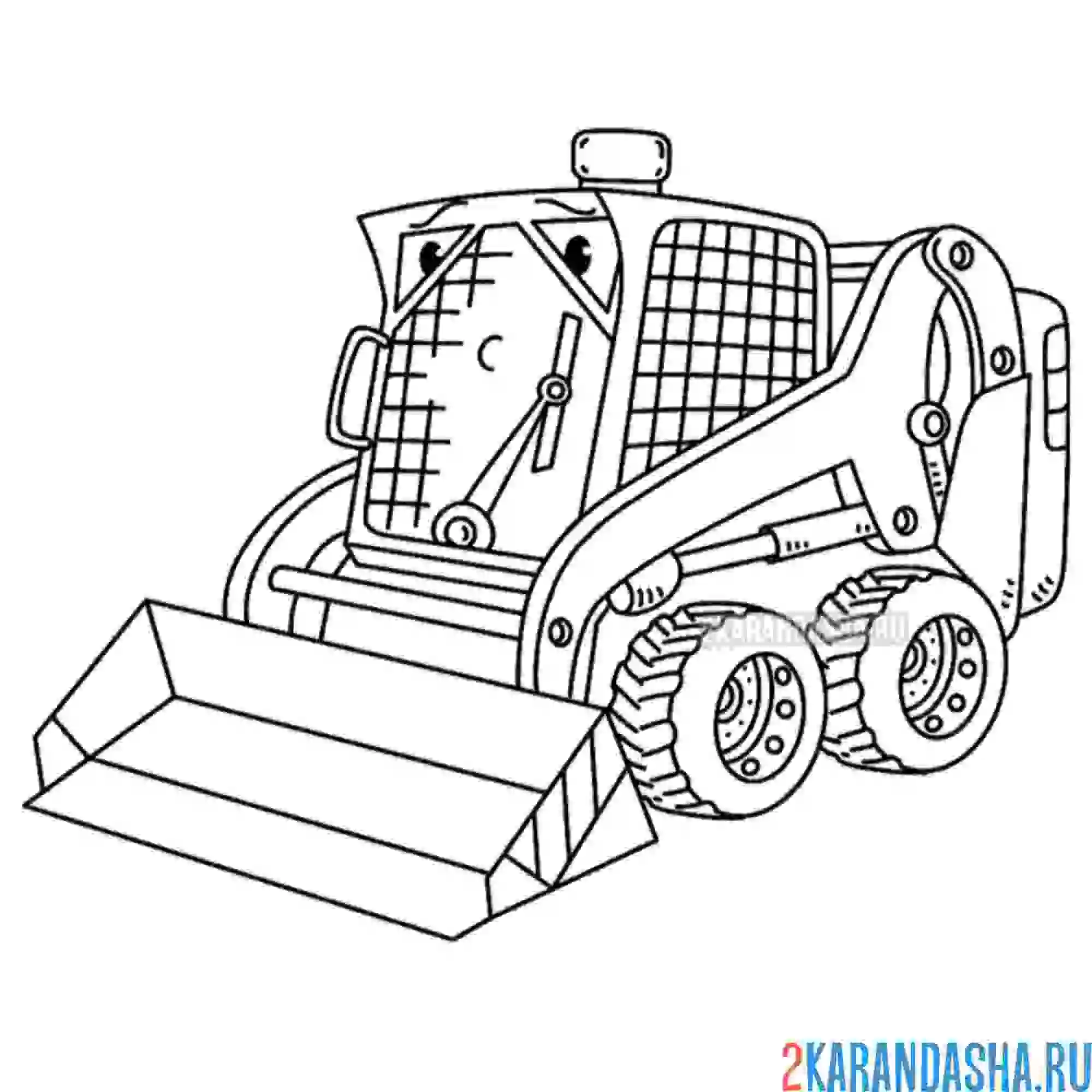 Раскраска мини-погрузчик бобкэт