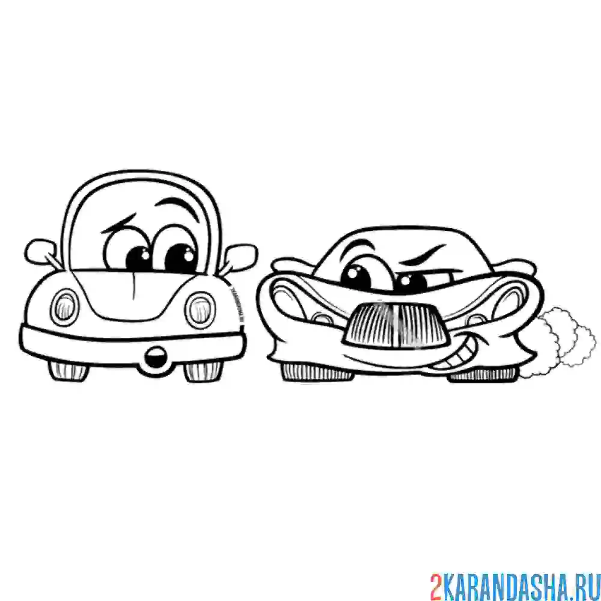 Раскраска соревнования между двумя тачками