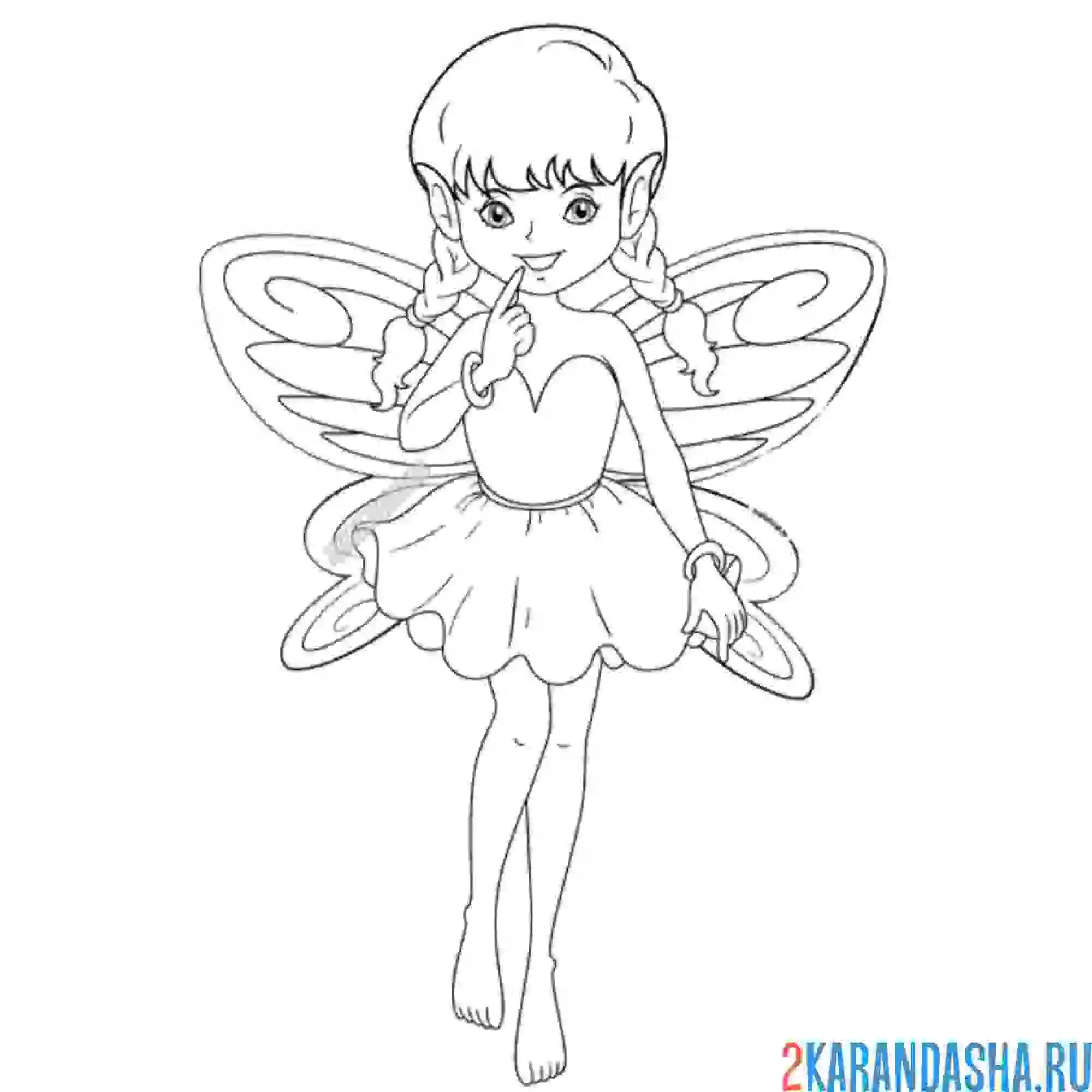 Раскраска воздушный эльф с крыльями