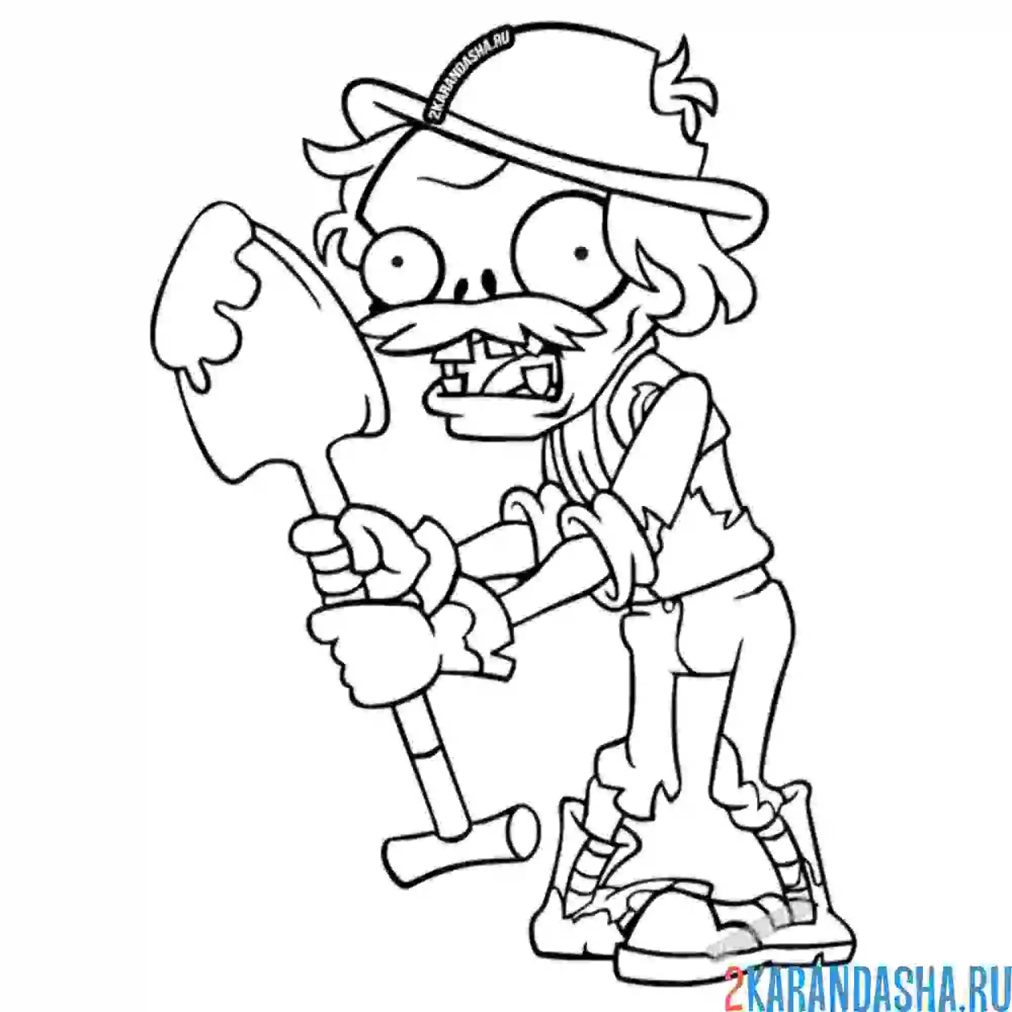 Раскраска зомби землекоп