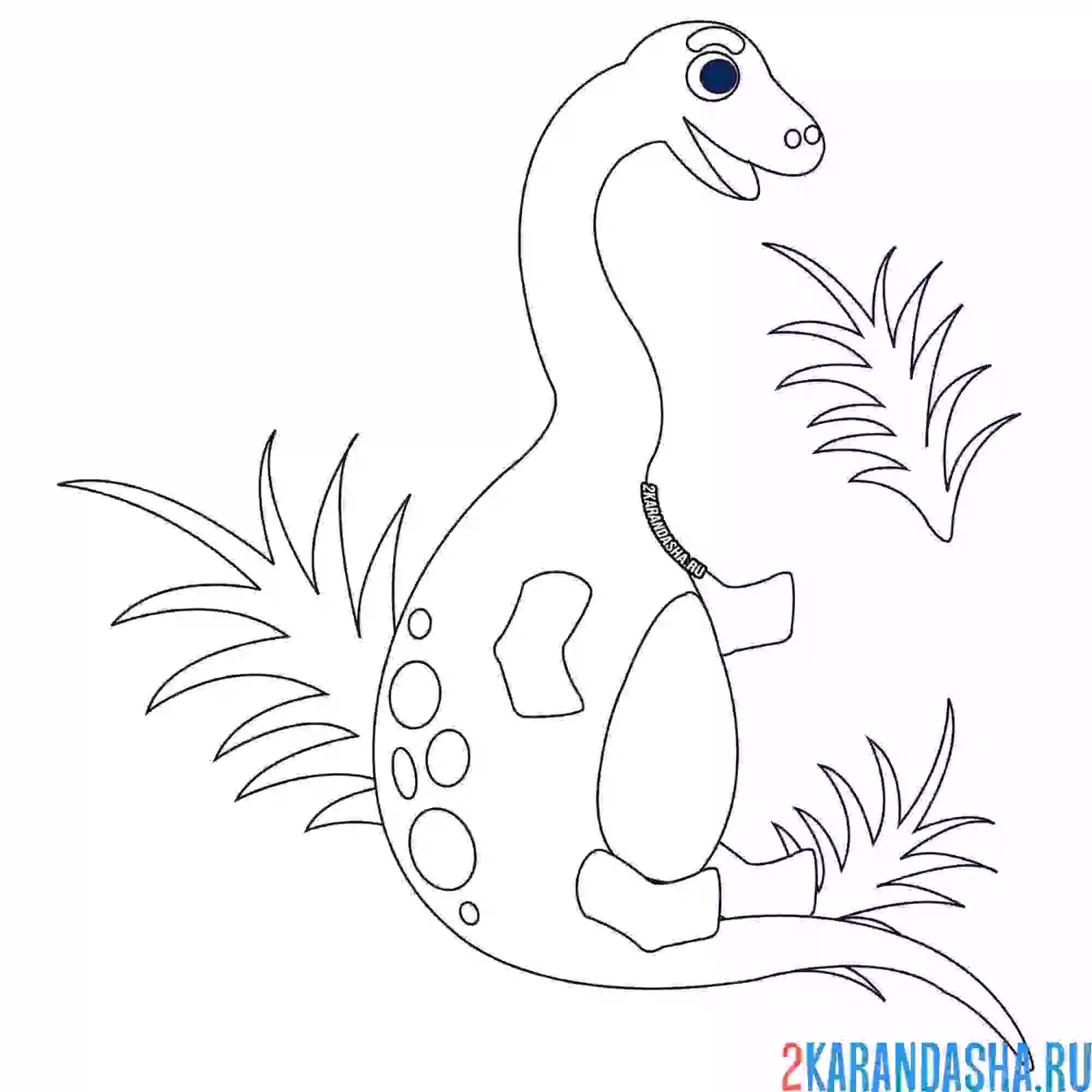 Раскраска нарисованный динозаврик