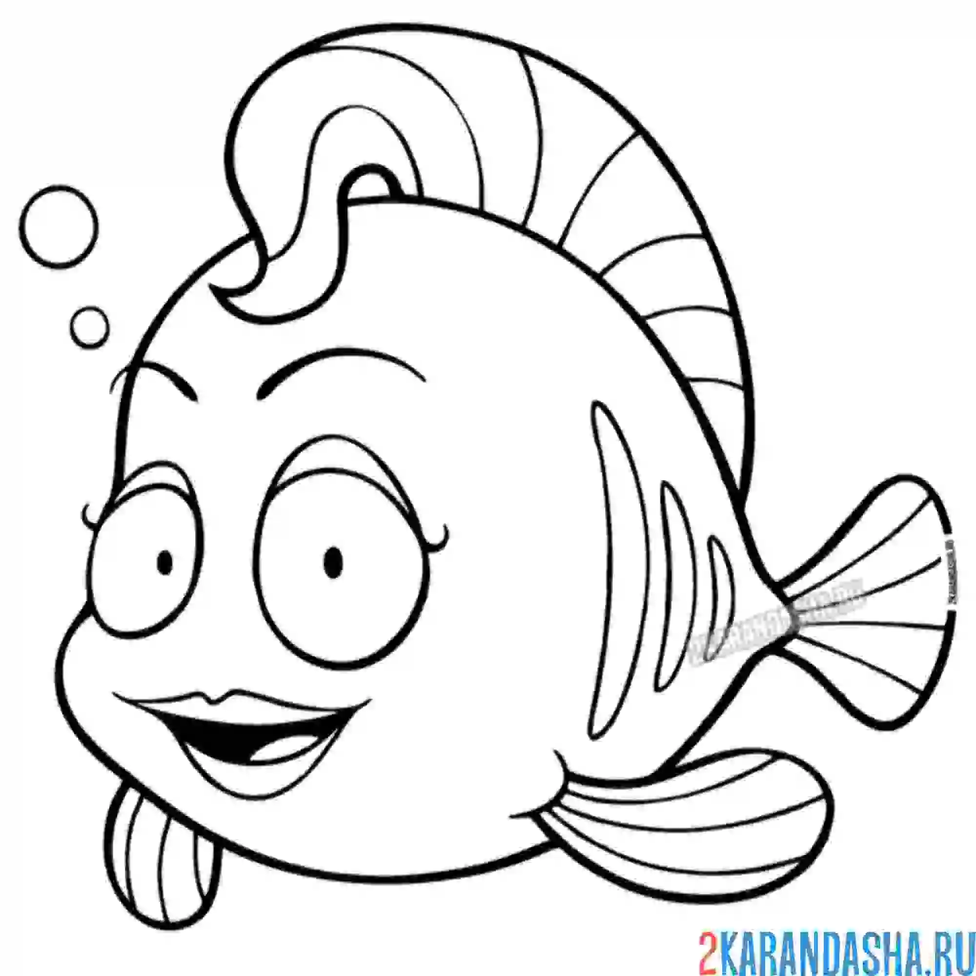 Раскраска рыбка милая девочка