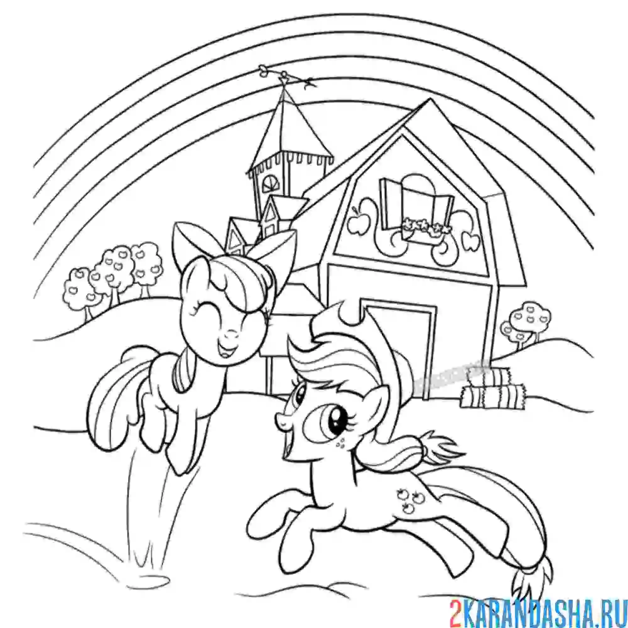 Раскраска эппл джек и эппл блум