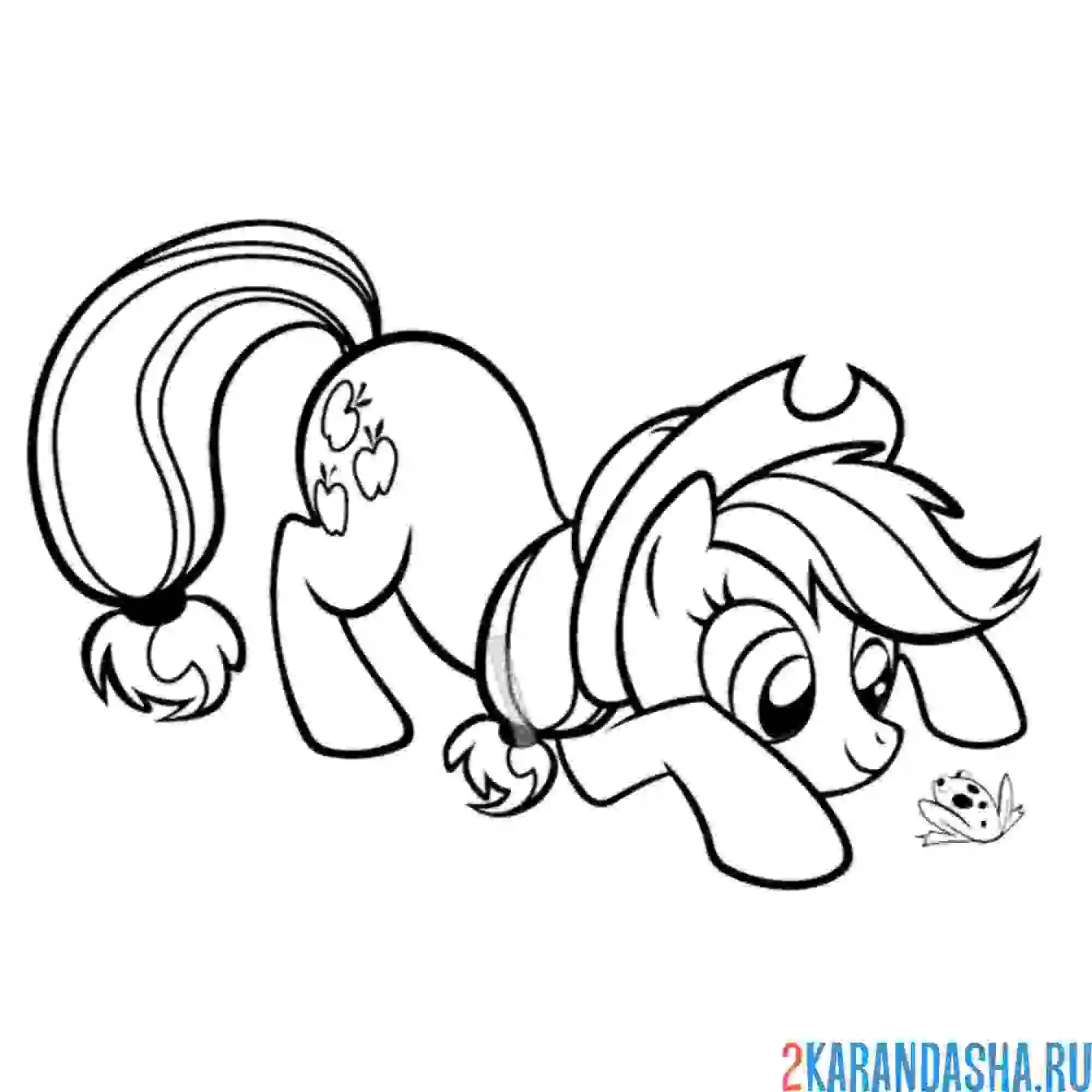 Раскраска игривая эппл джек и лягушка