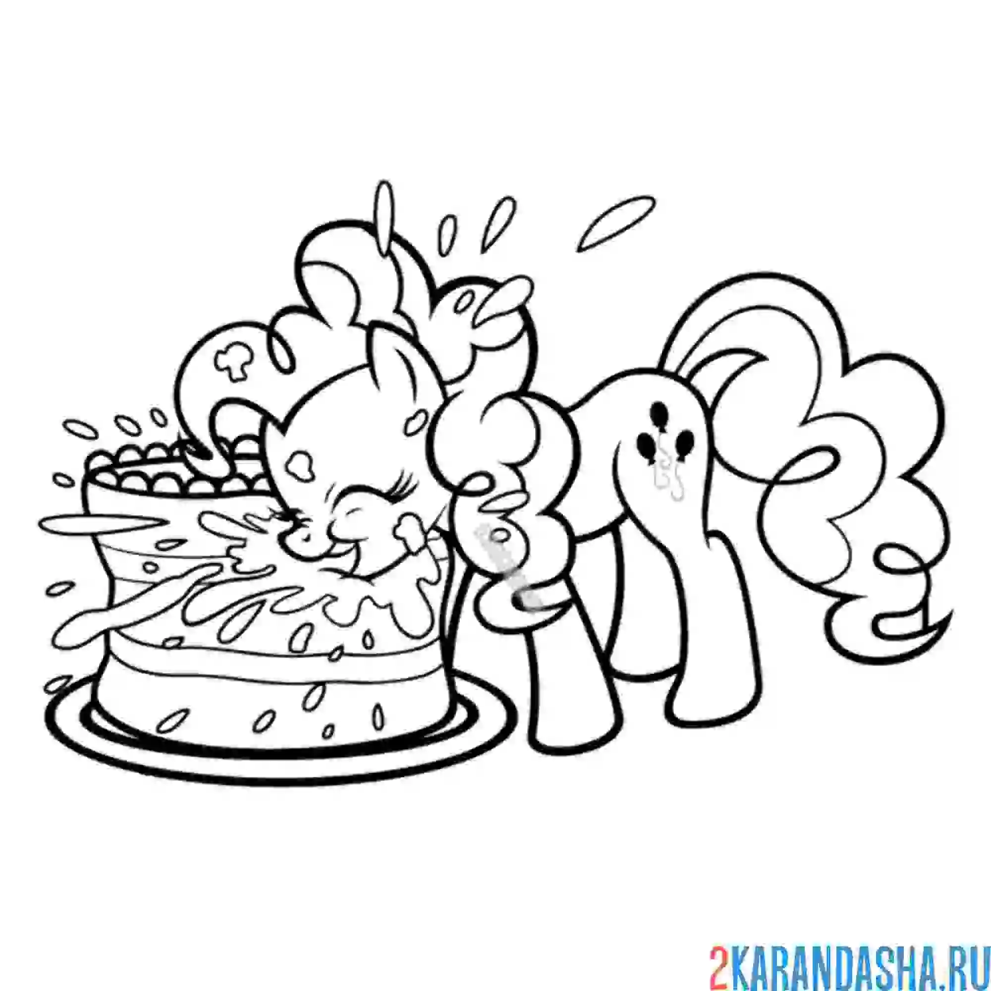 Раскраска пинки пай ест торт