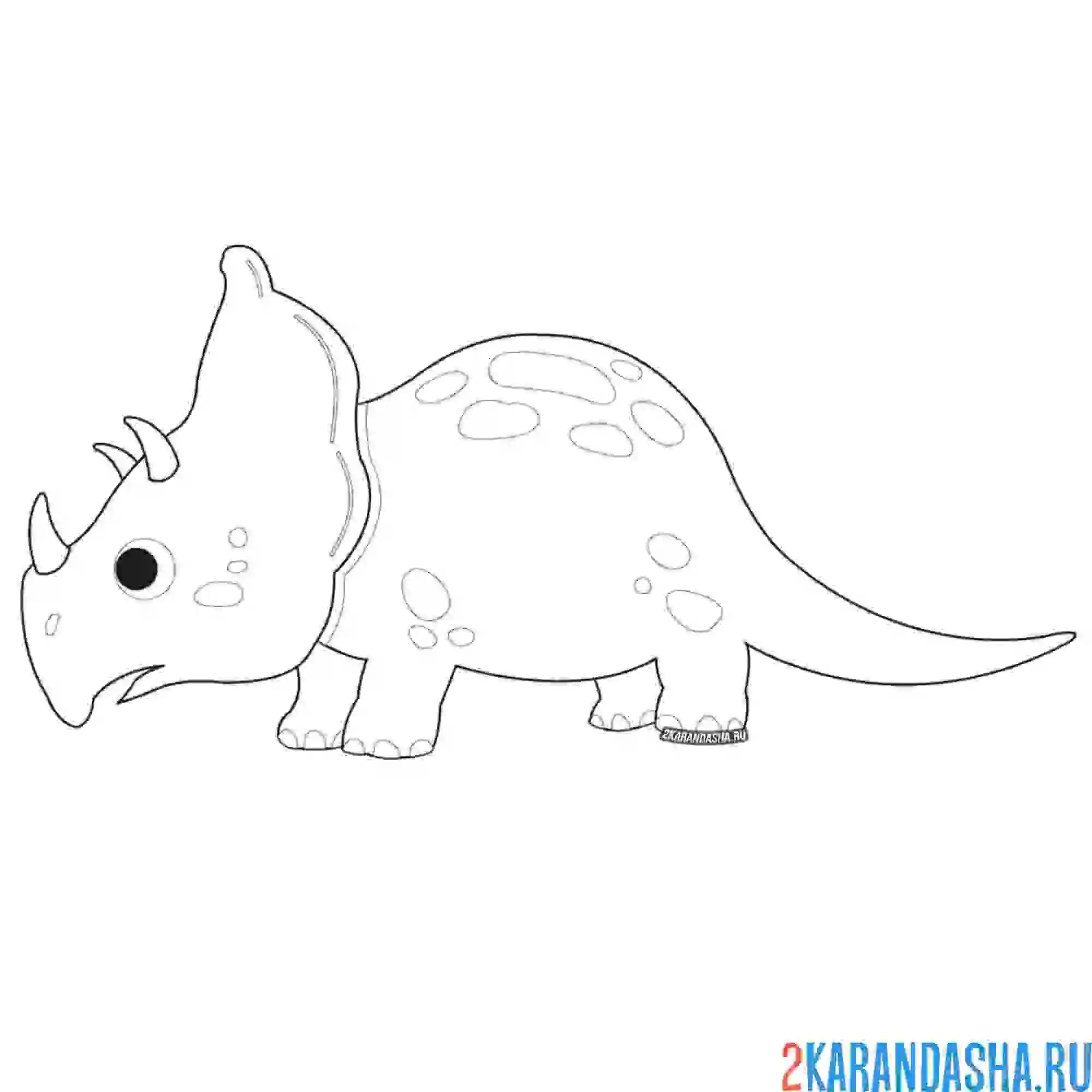 Раскраска трицератопс сбоку