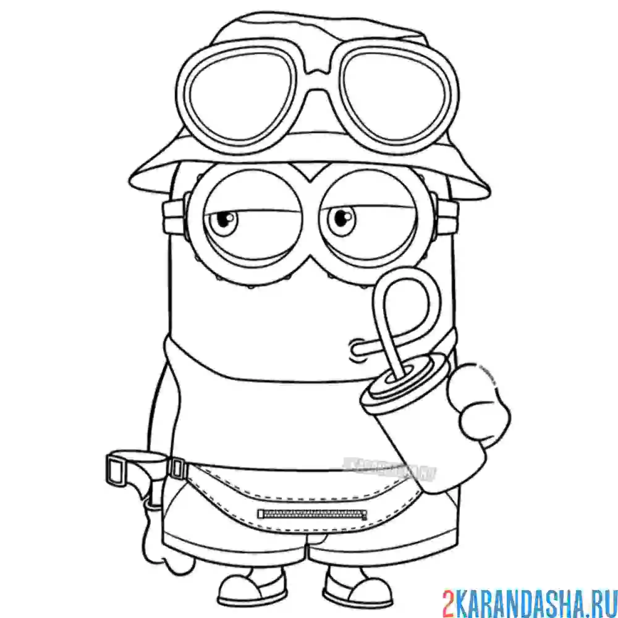 Раскраска турист в шляпе