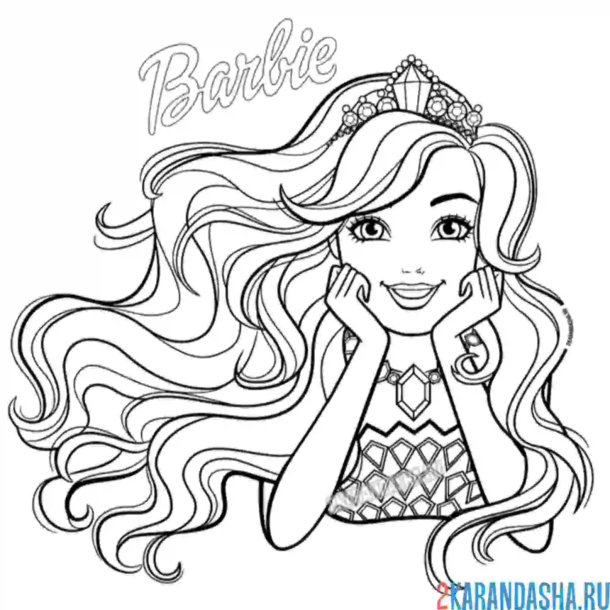Раскраска барби красивая кукла принцесса в короне