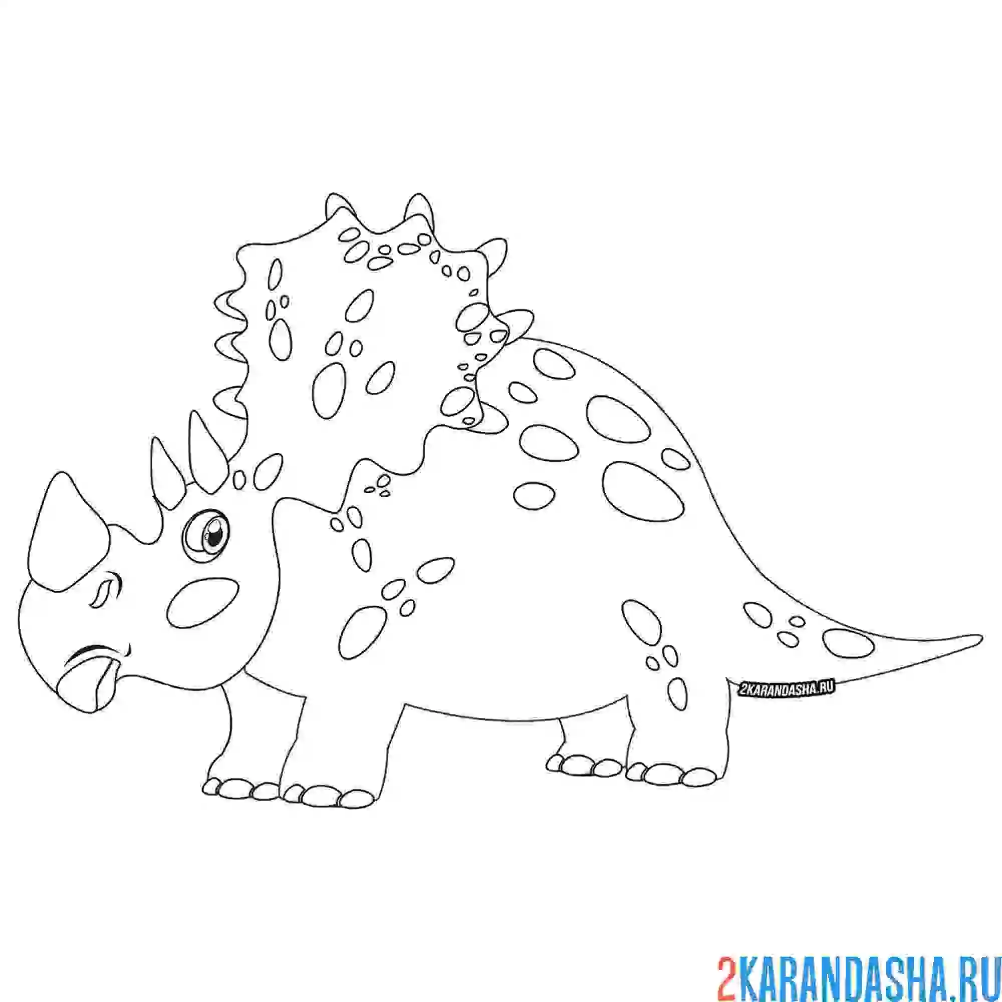 Раскраска трицератопс вид сбоку