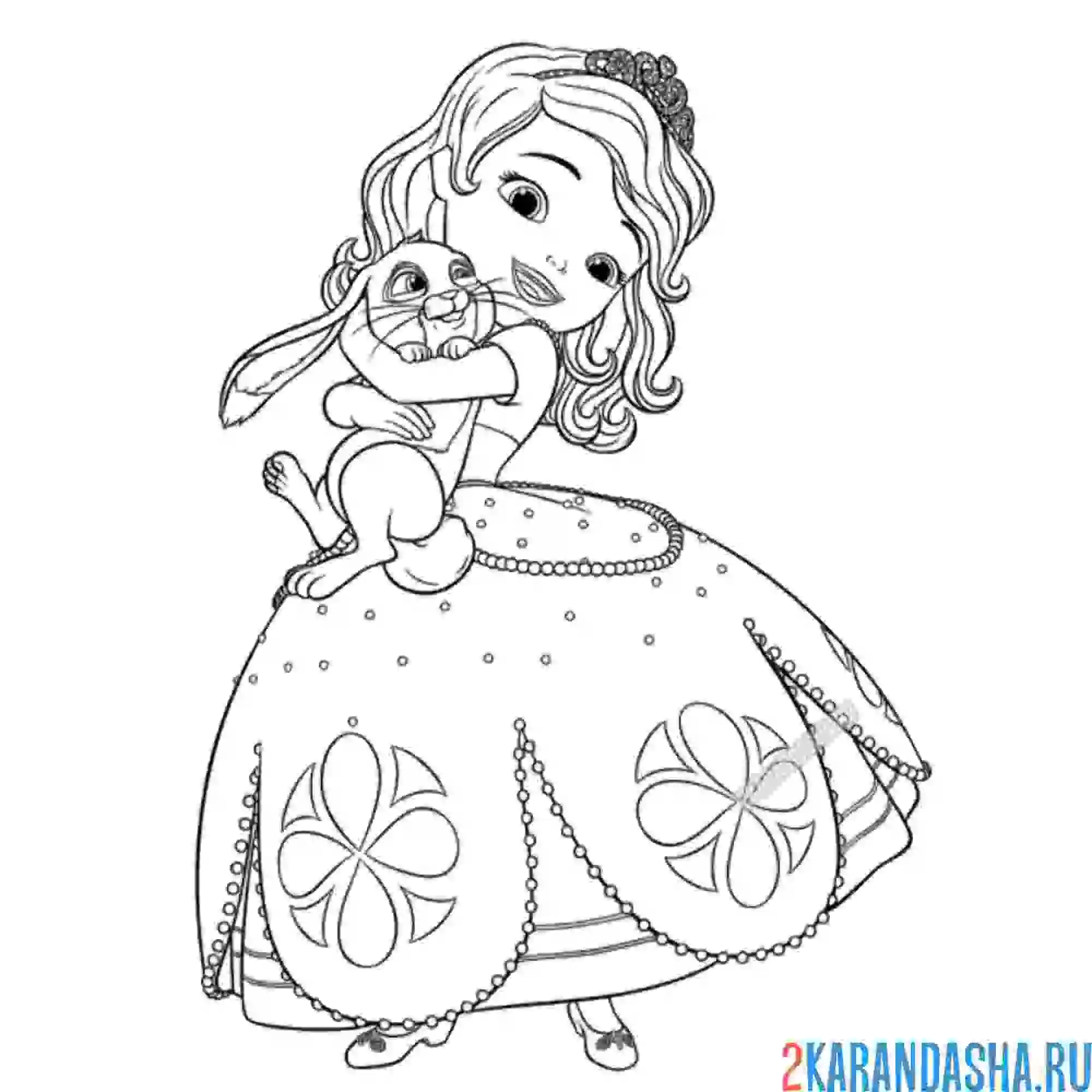 Раскраска обнимается с кроликом клевером