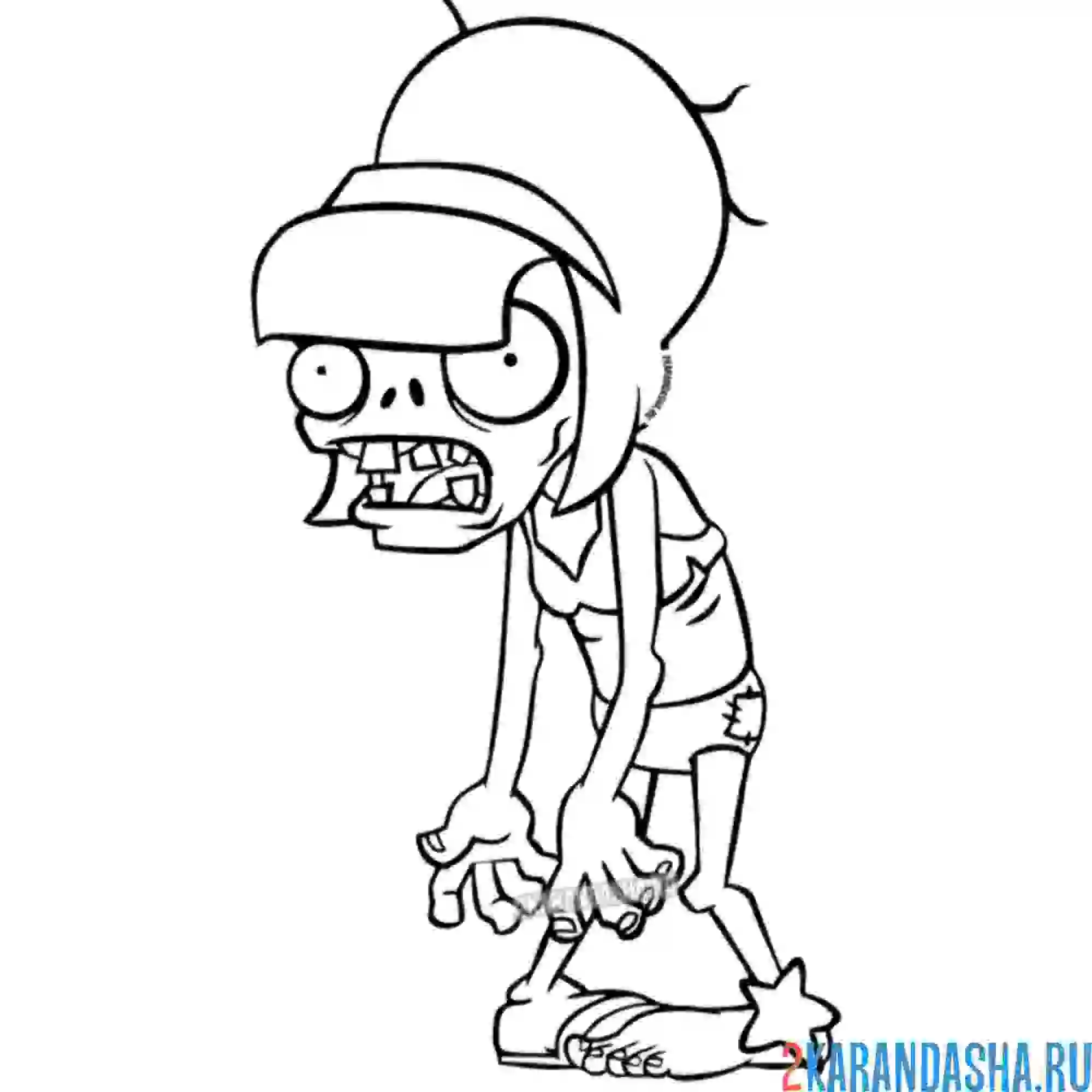 Раскраска зомби в купальнике