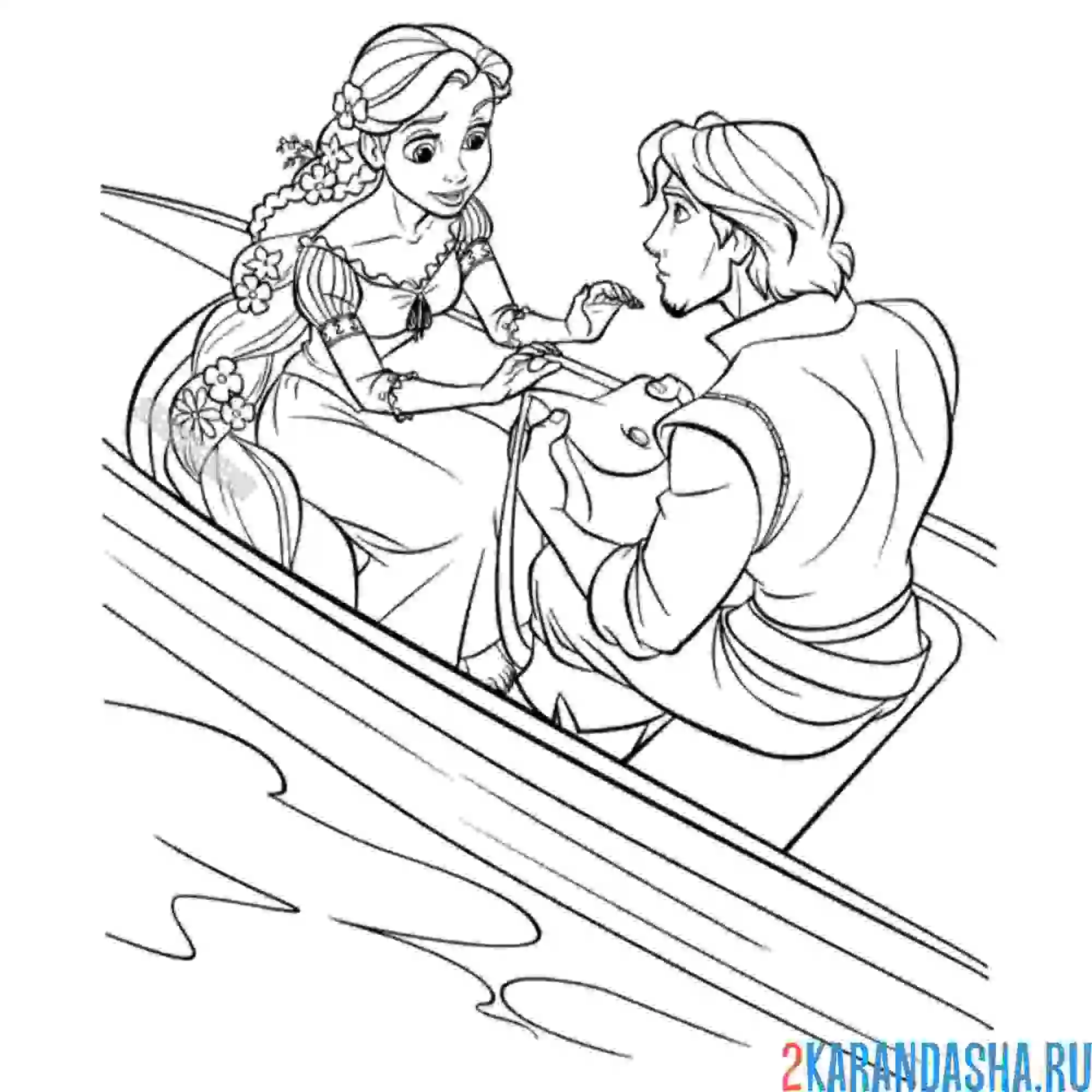 Раскраска в лодке с возлюбленным флином