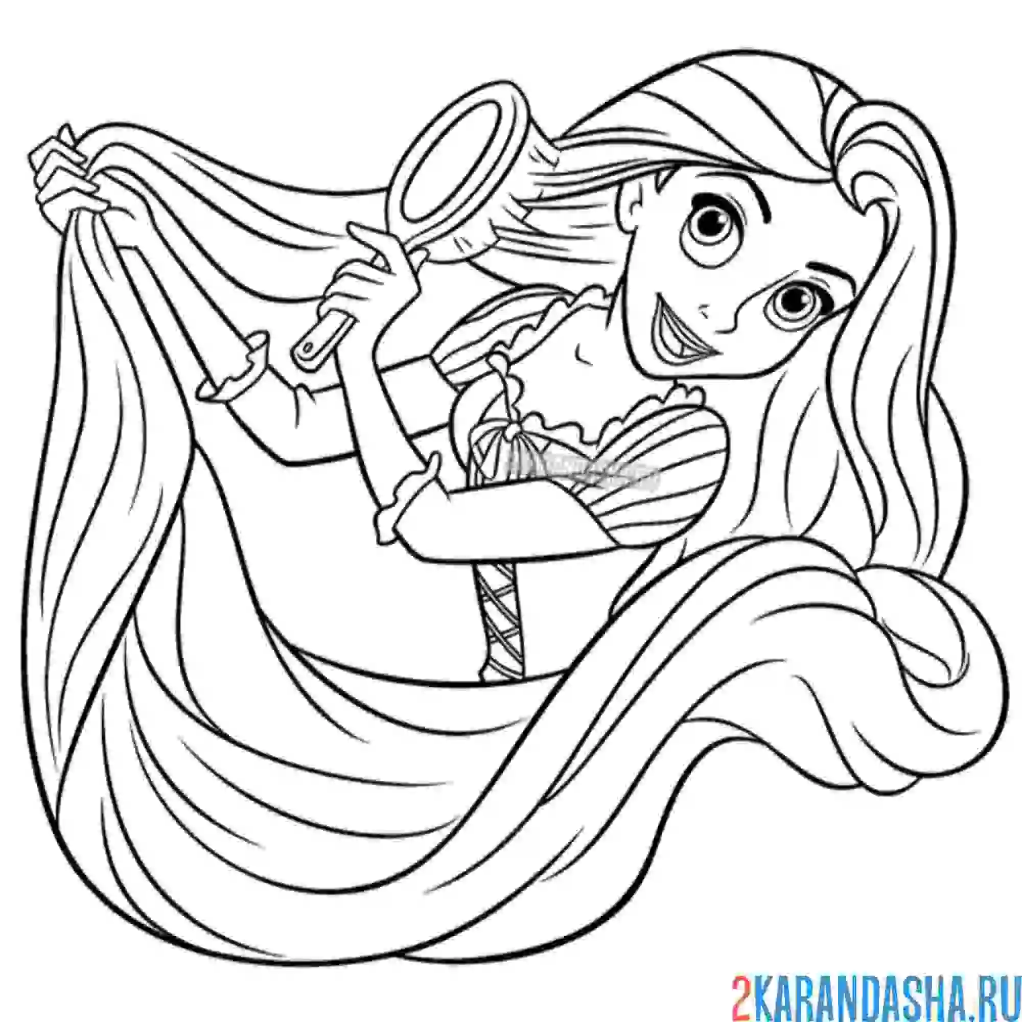 Раскраска расчесывает длинные волосы