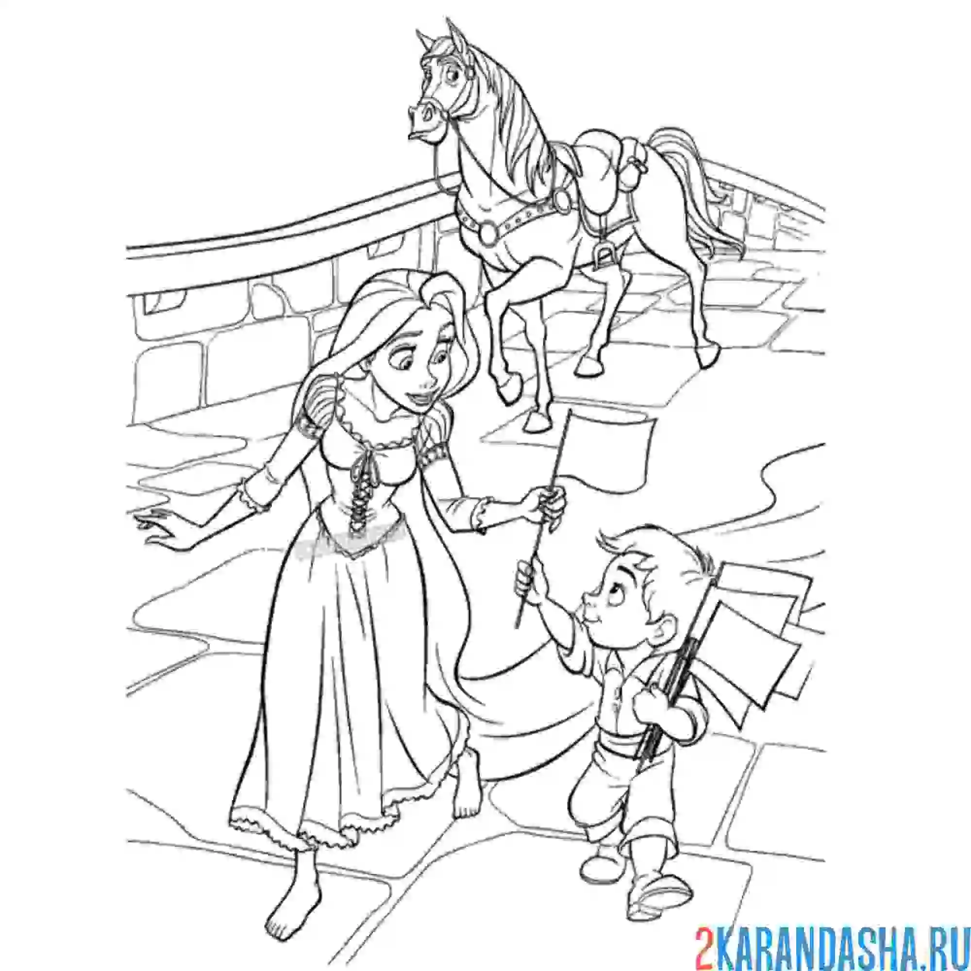 Раскраска с конем максимусом