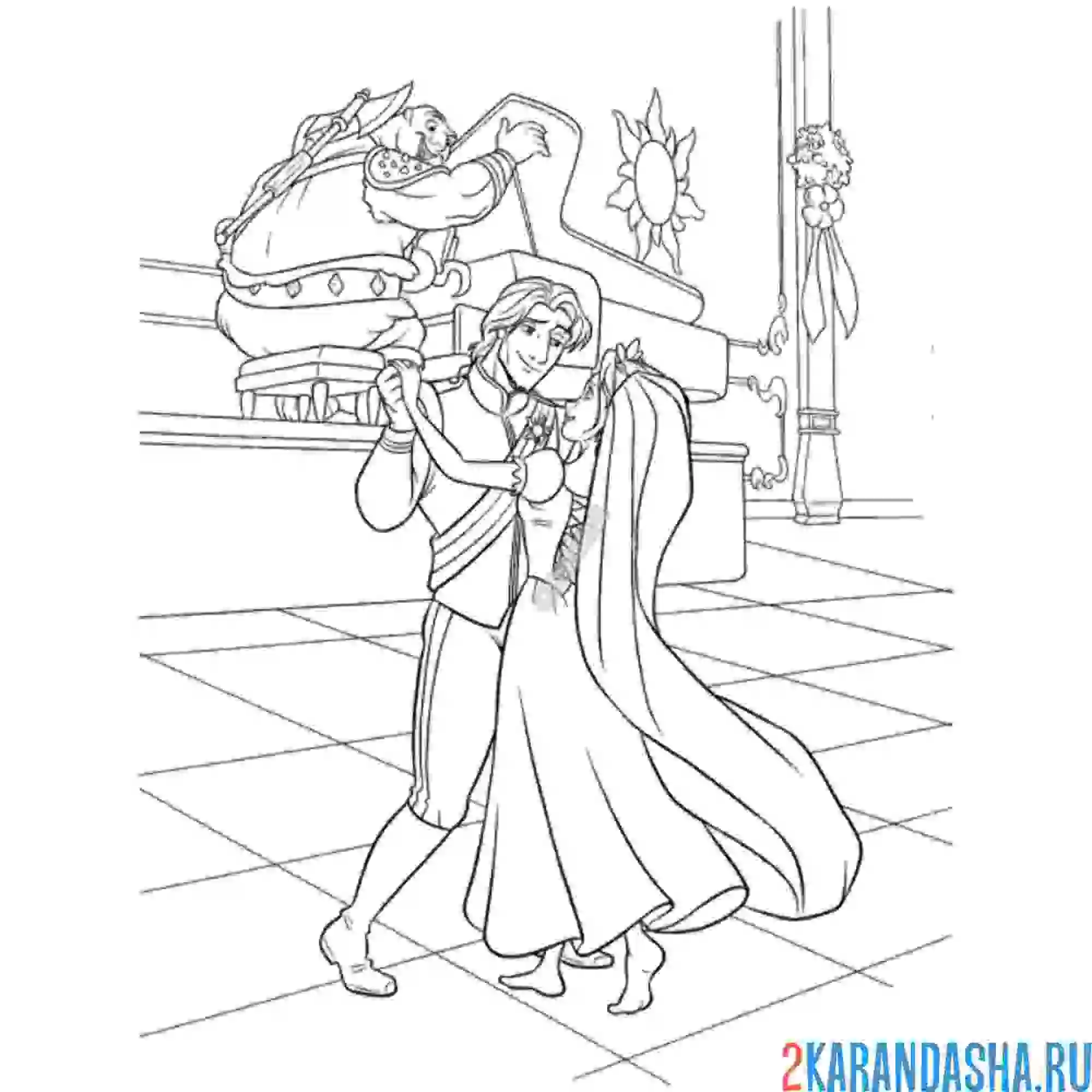 Раскраска танцует с возлюбленным флином