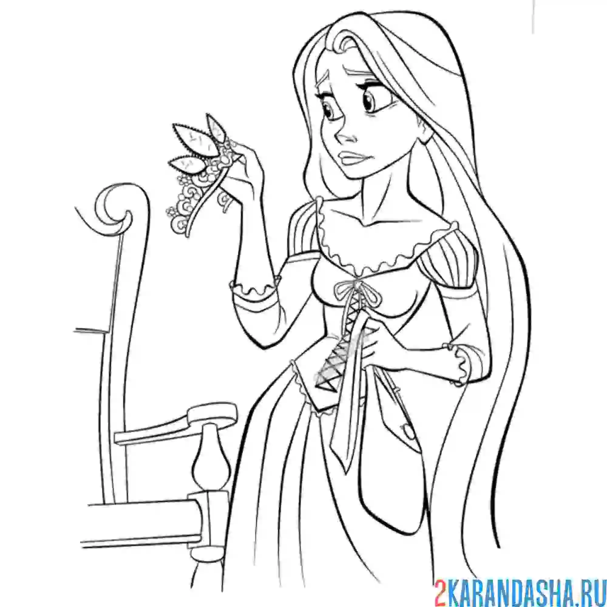 Раскраска с короной в руках