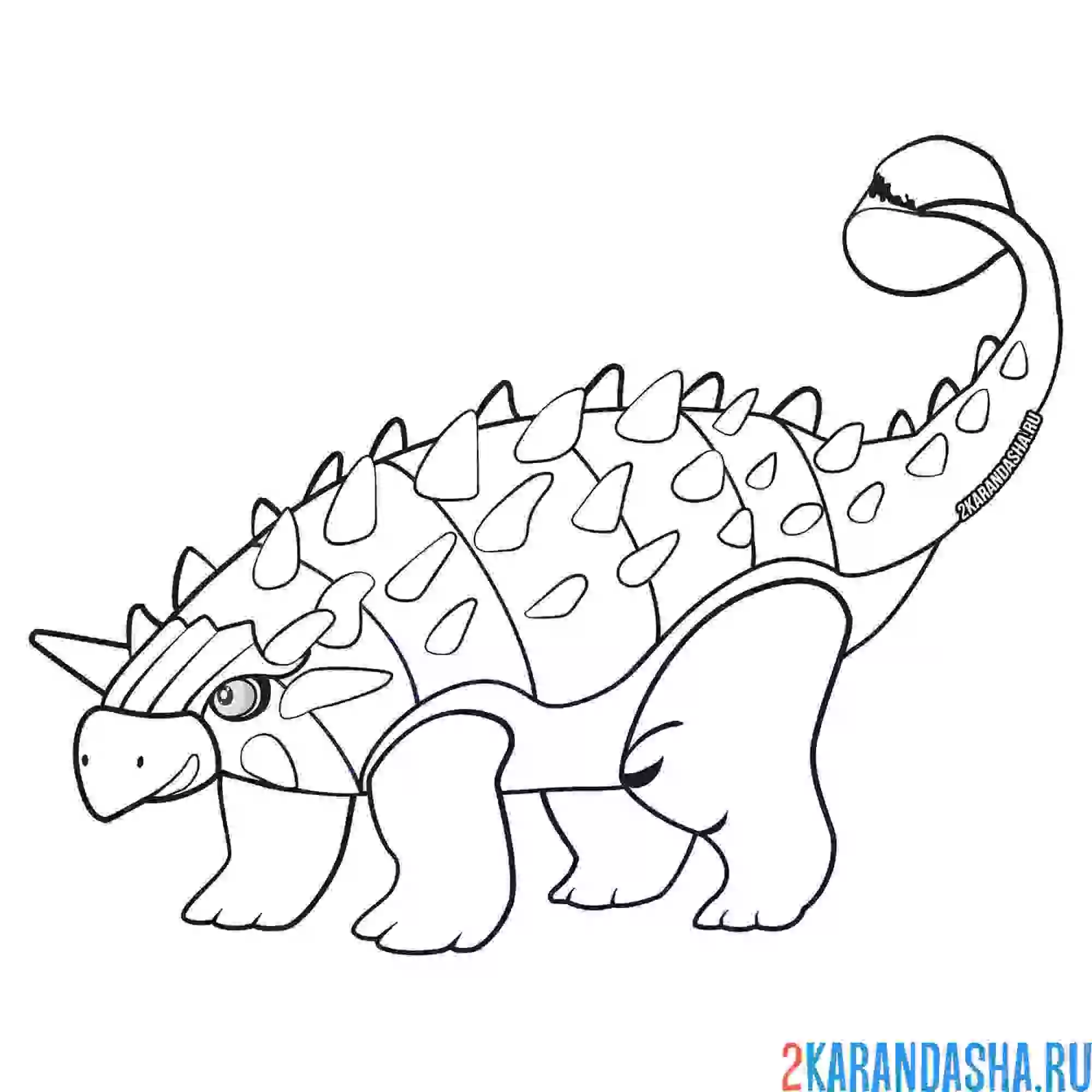 Раскраска динозавр анкилозавр с броней