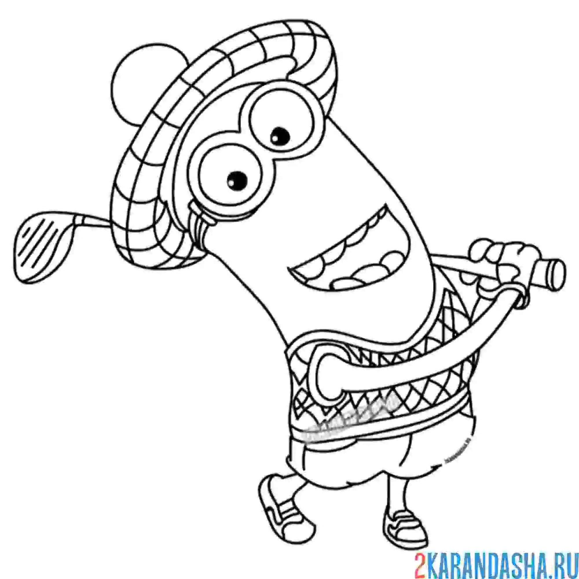 Раскраска кевин играет в гольф