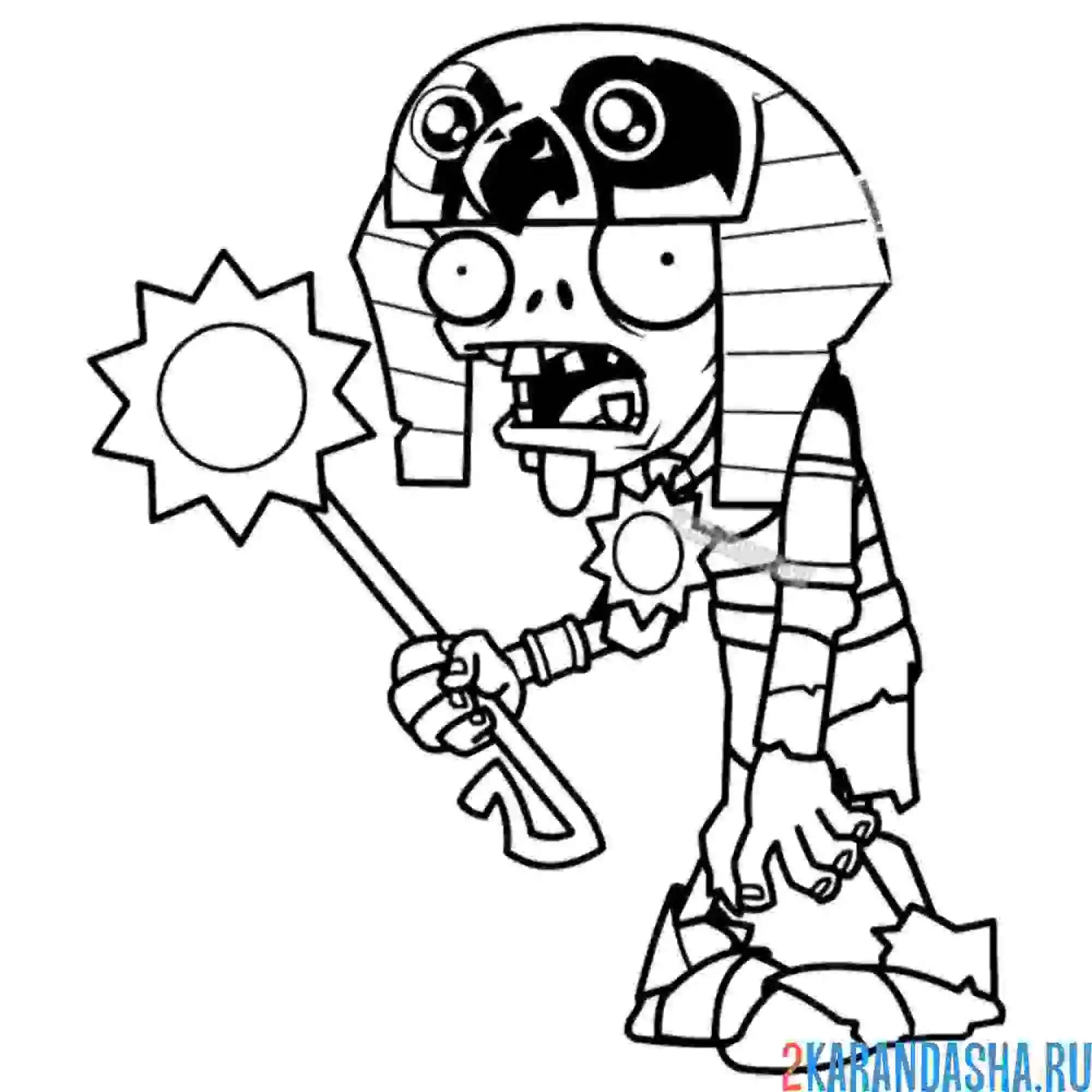 Раскраска зомби фараон из египта