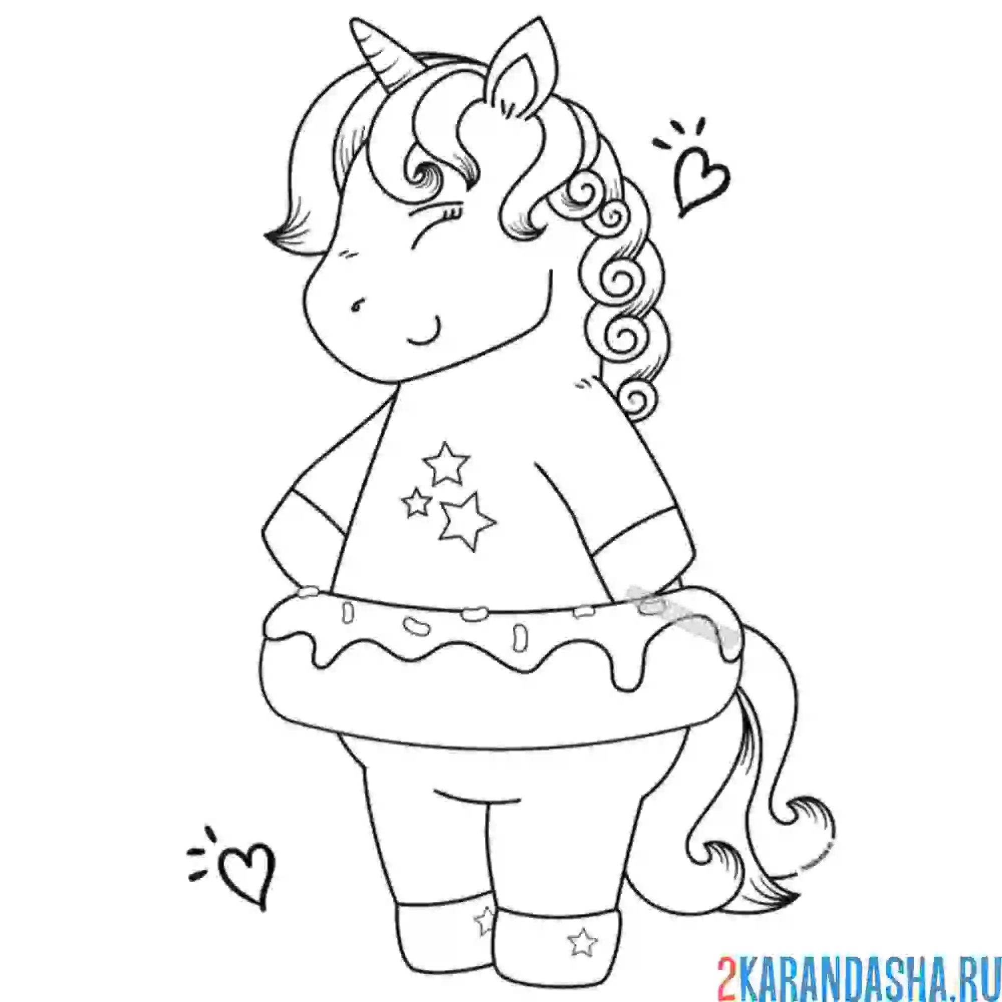 Раскраска единорог в пончике, как в спасательном круге