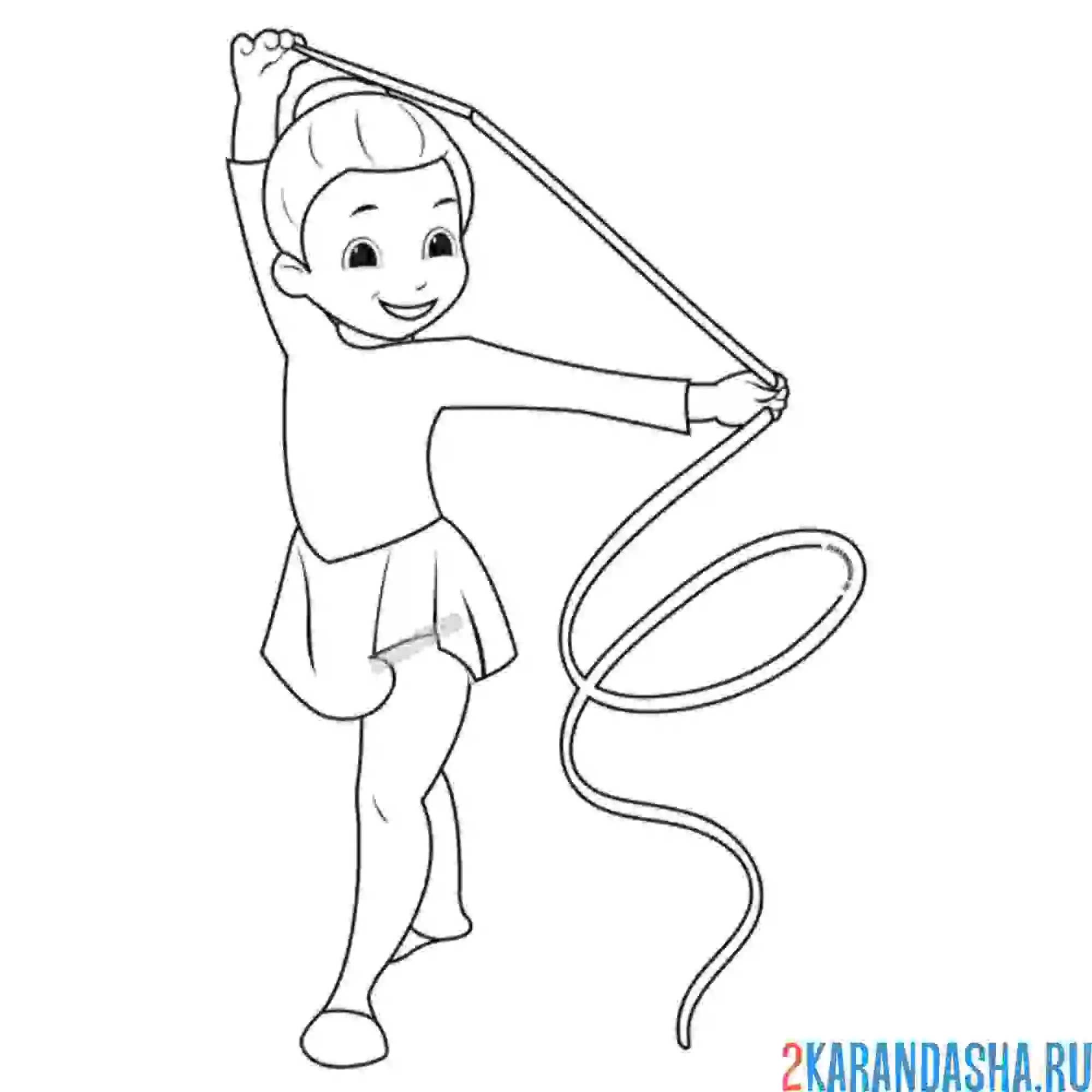 Раскраска девочка занимается художественной гимнастикой