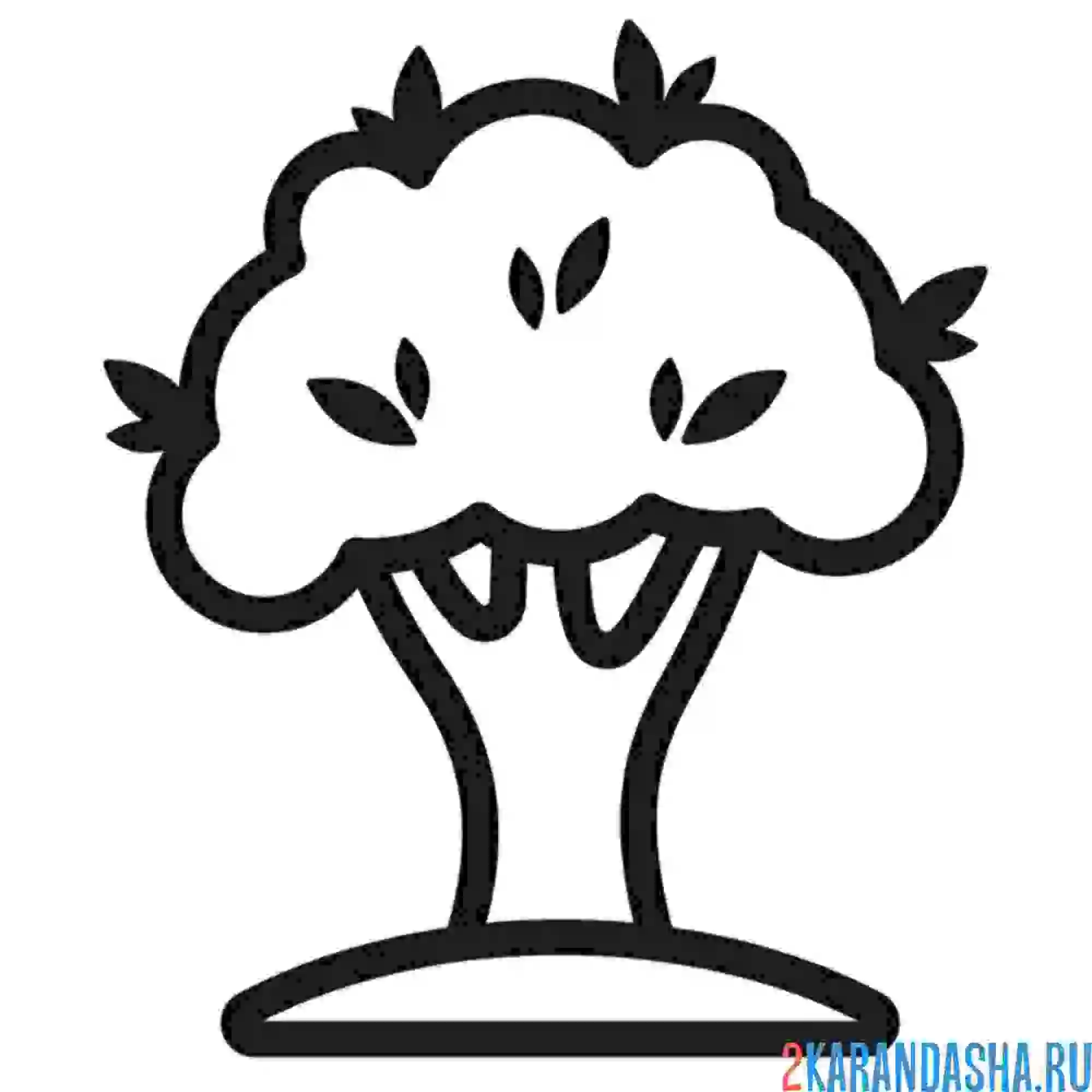 Раскраска дерево с листочками