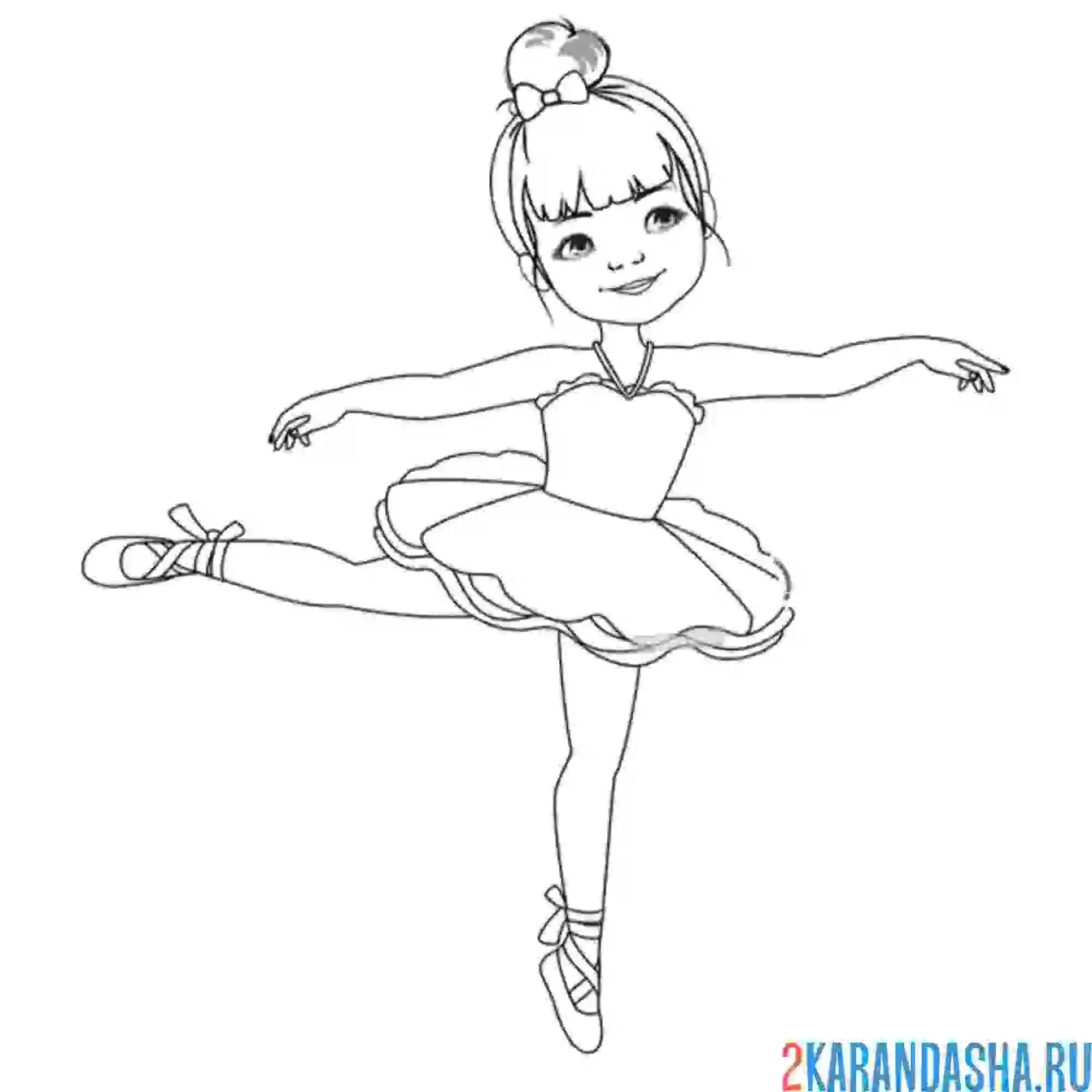 Раскраска балерина в пачке и пуантах
