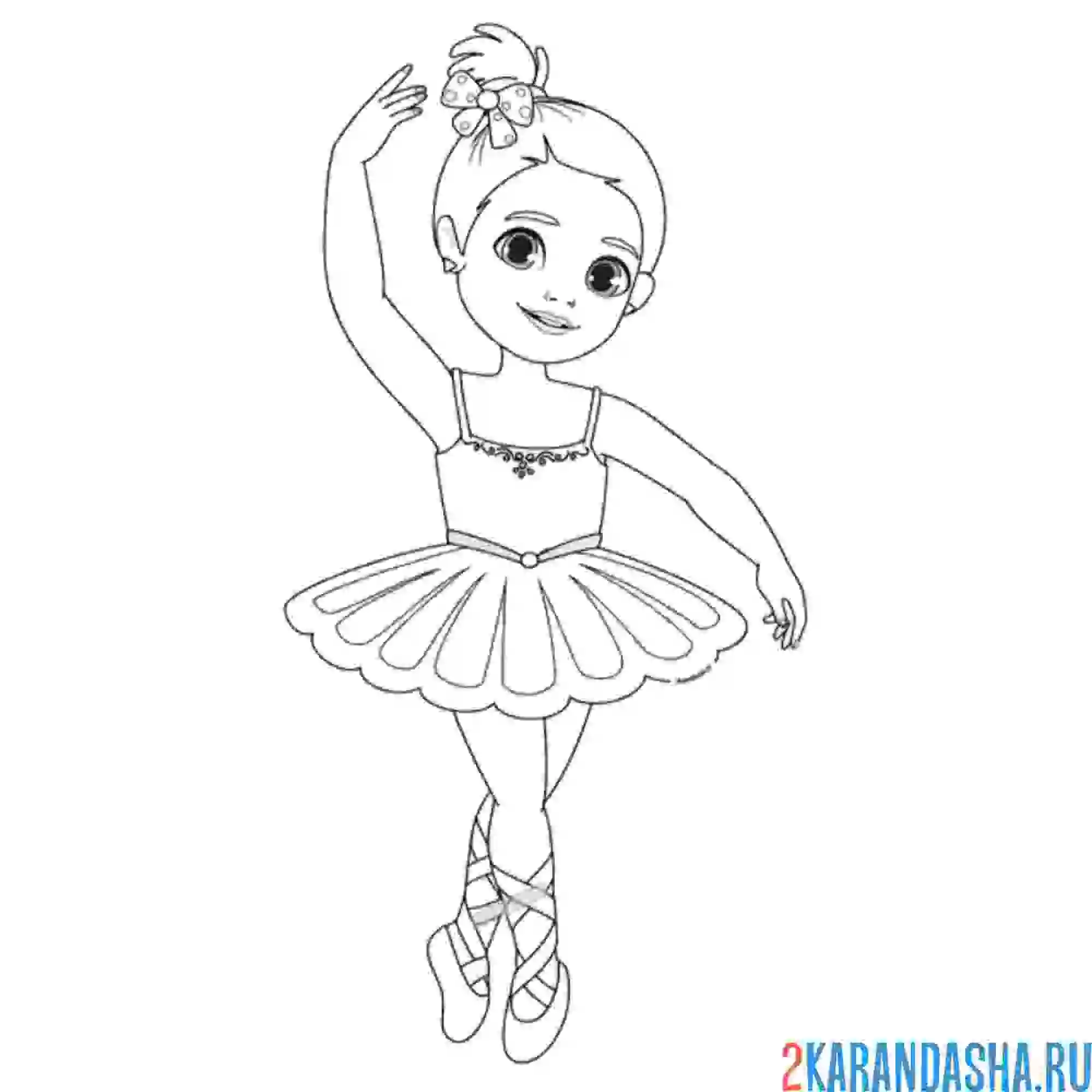 Раскраска балерина начинающая танцовщица