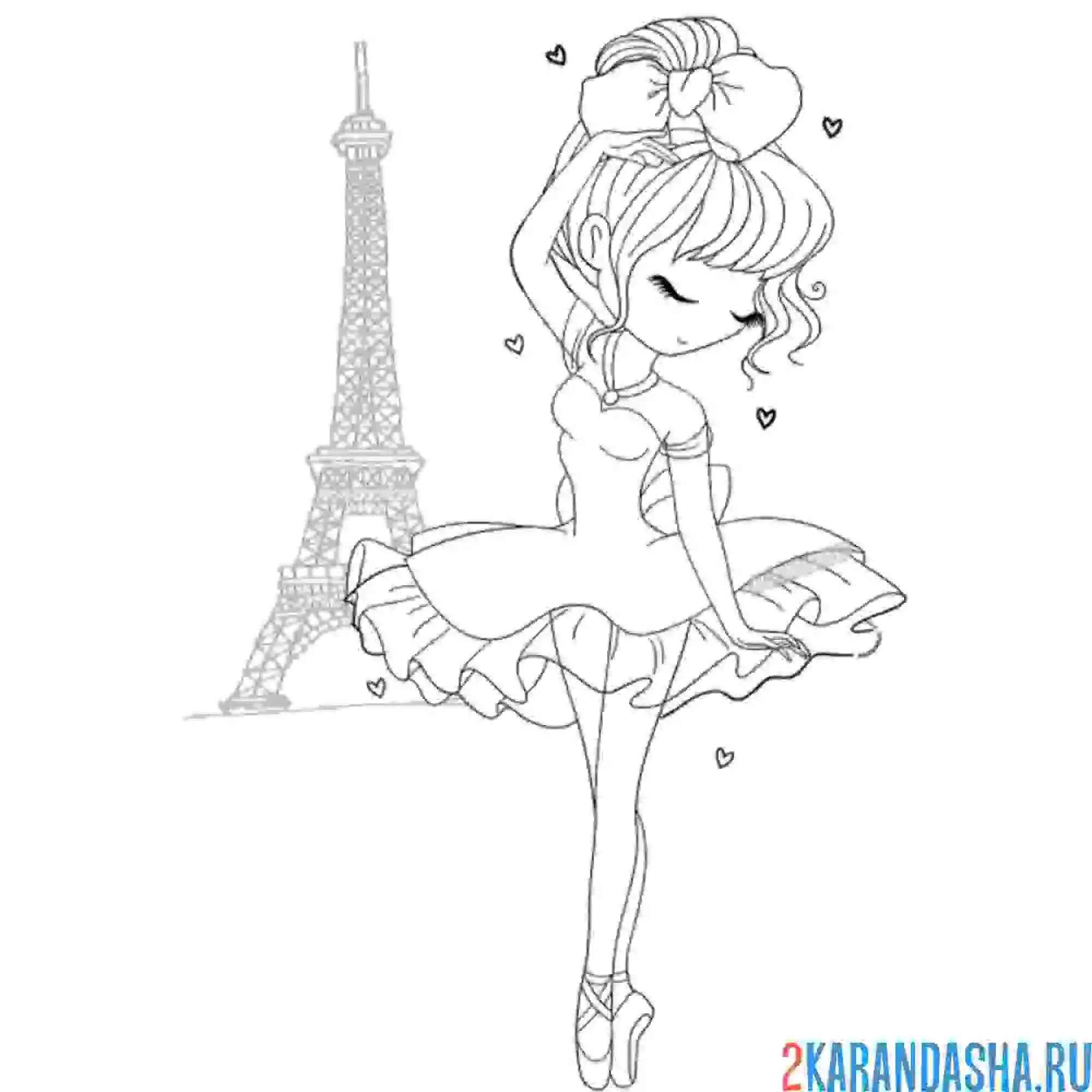 Раскраска балерина артистка балета во франции