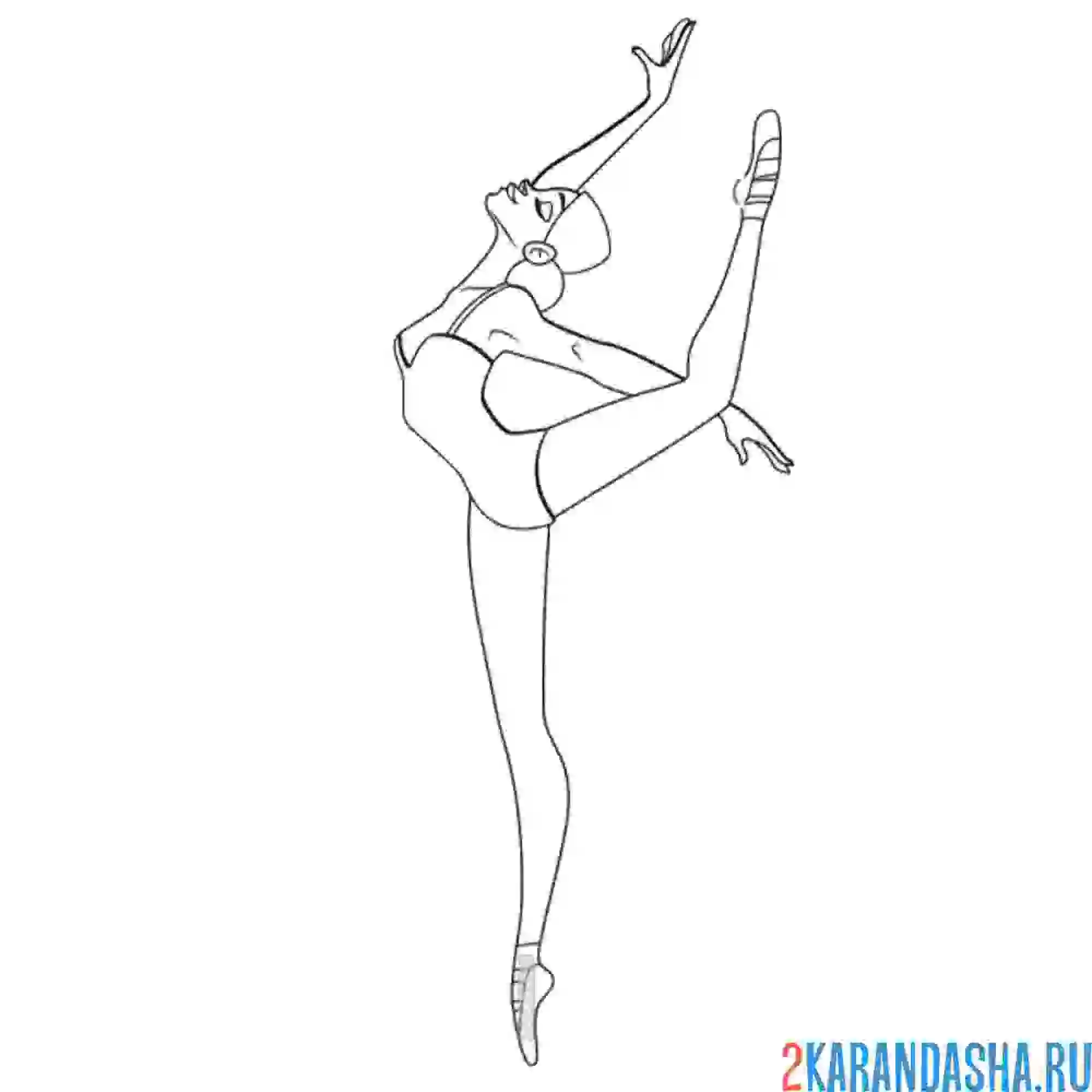 Раскраска балерина аттитюд в балете