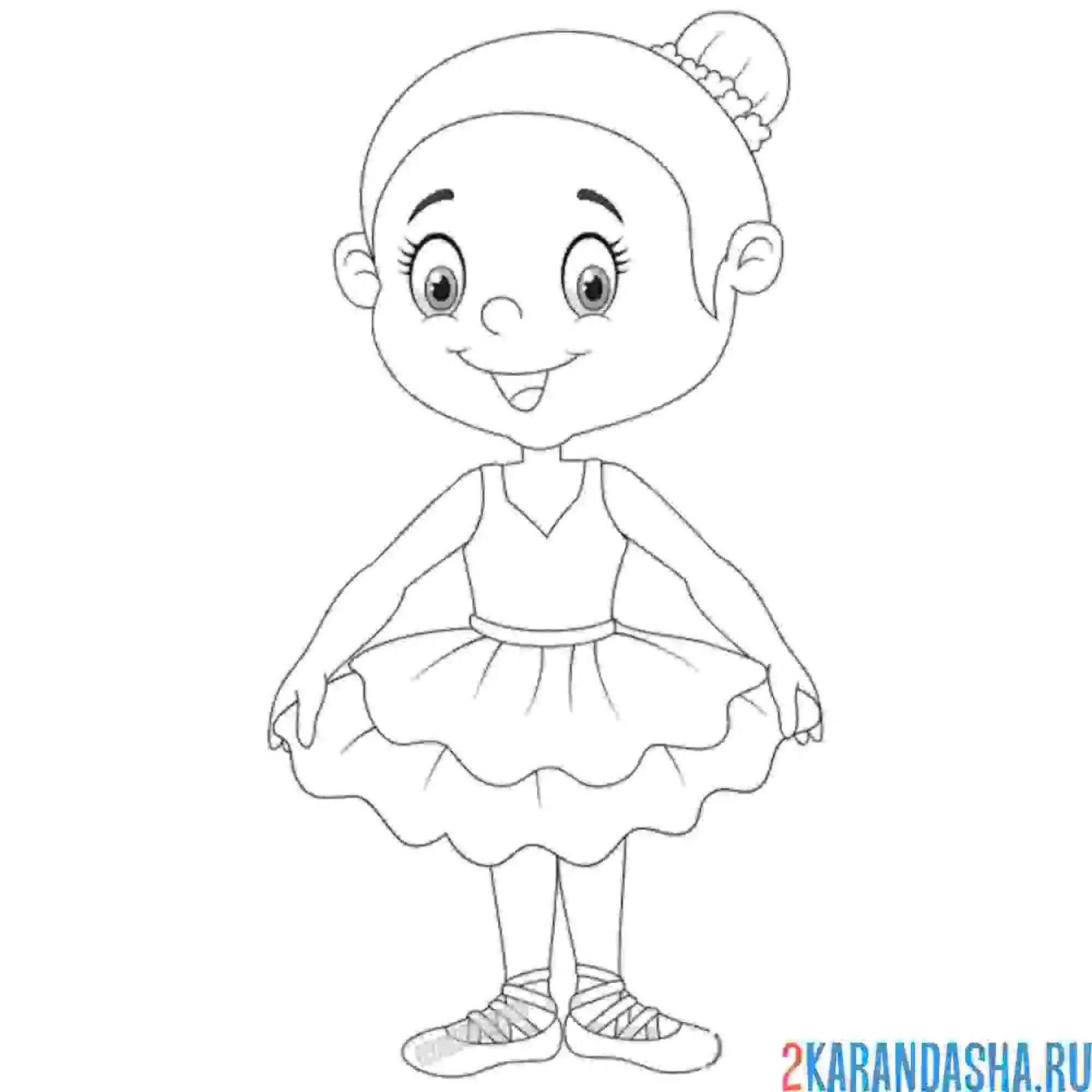 Раскраска балерина малышка в балете