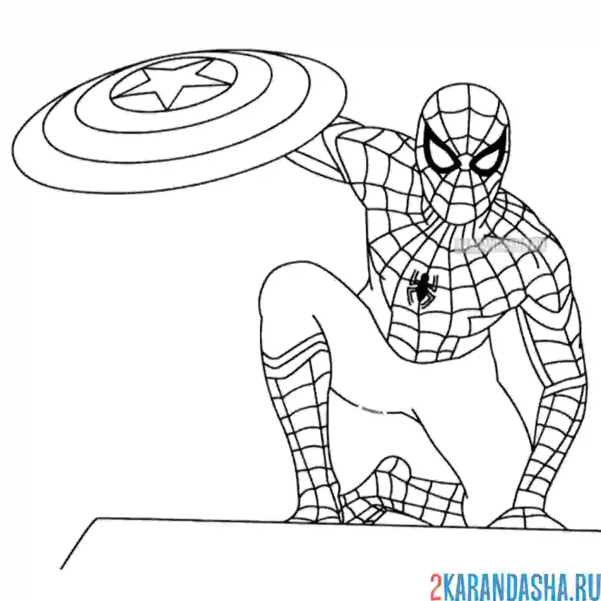 Раскраска с щитом в костюме