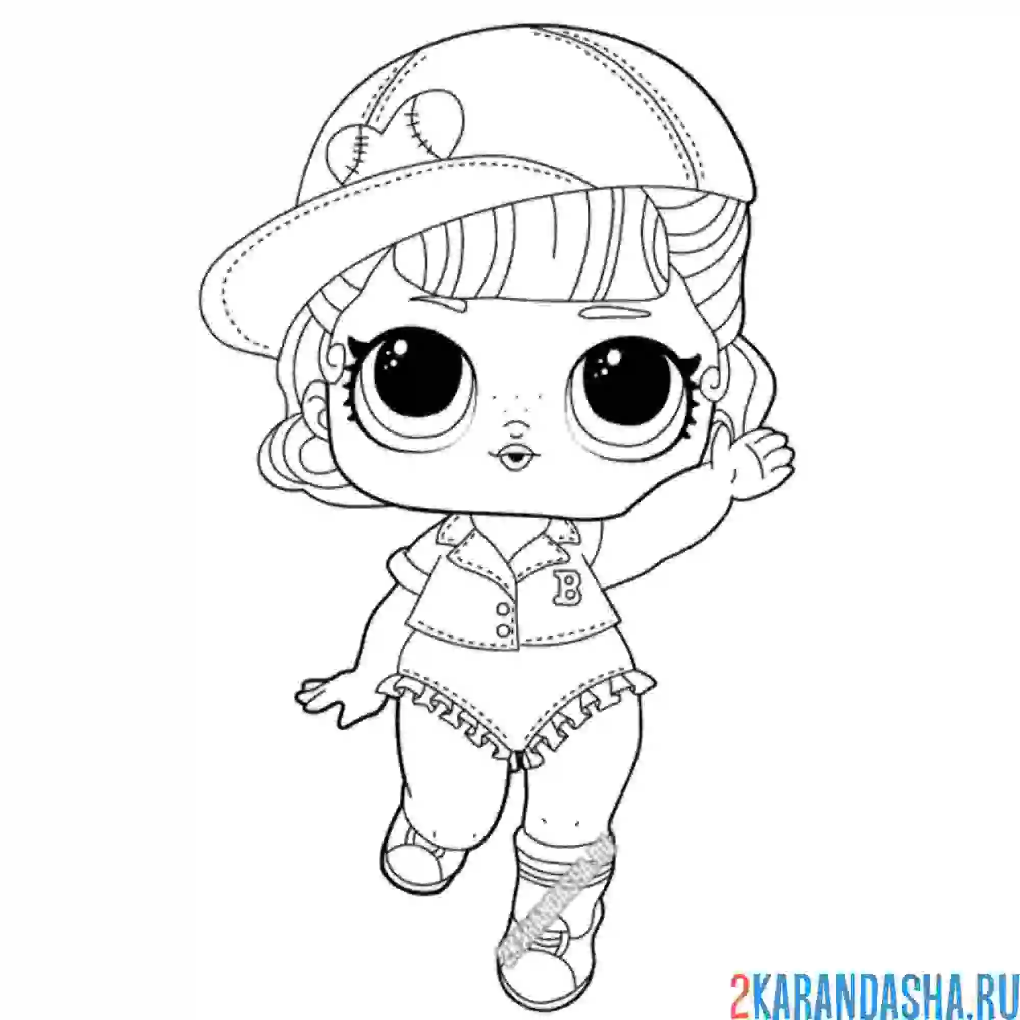 Раскраска кукла лол бейсболистка (short stop)
