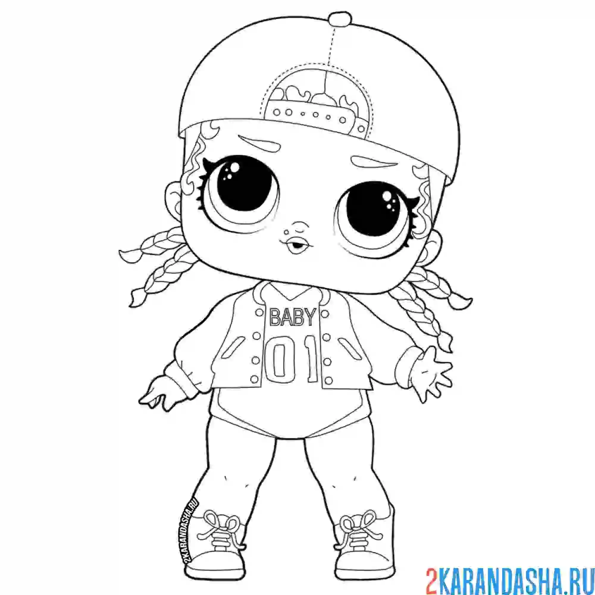 Раскраска кукла лол крутая девчонка (swag)